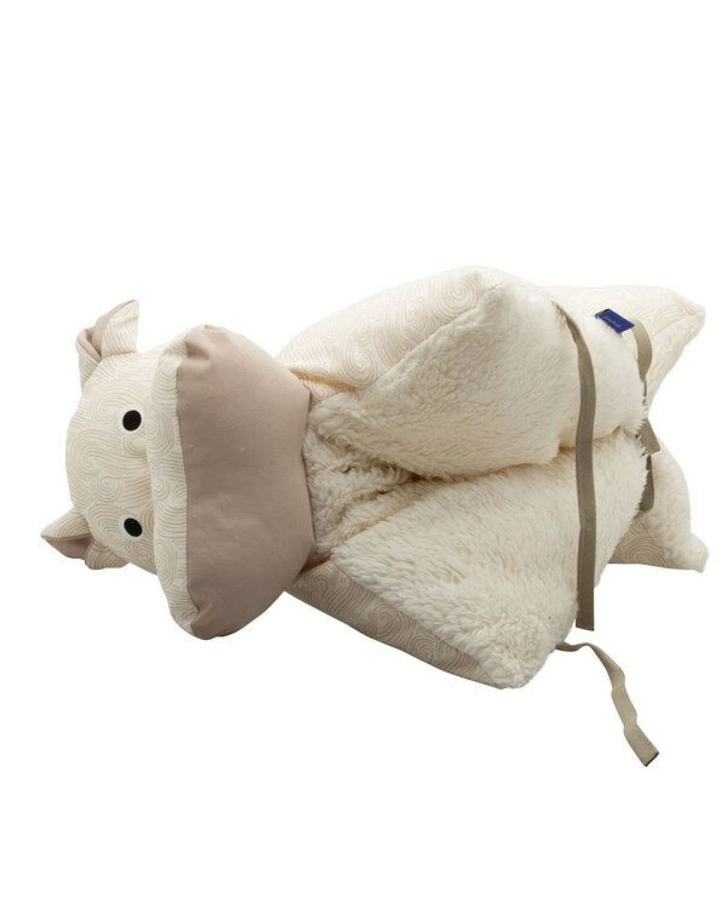 Flosinn Kuscheltierkissen Nilpferd mit Teddyplüsch aus Baumwolle. Personalisierbar – Ansicht 3
