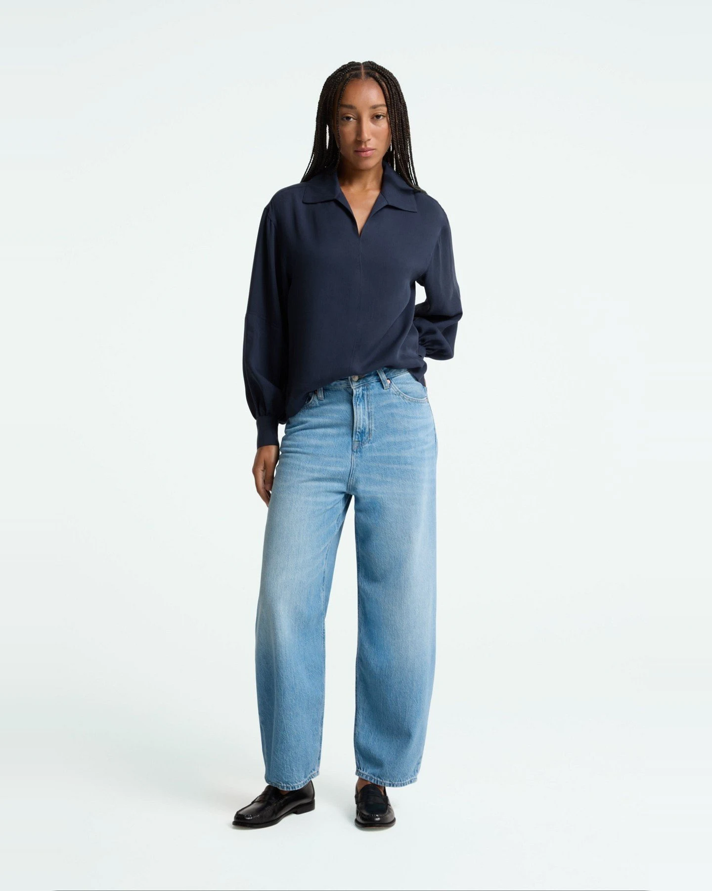 Bluse Lang Rheana Blau – Ansicht 4