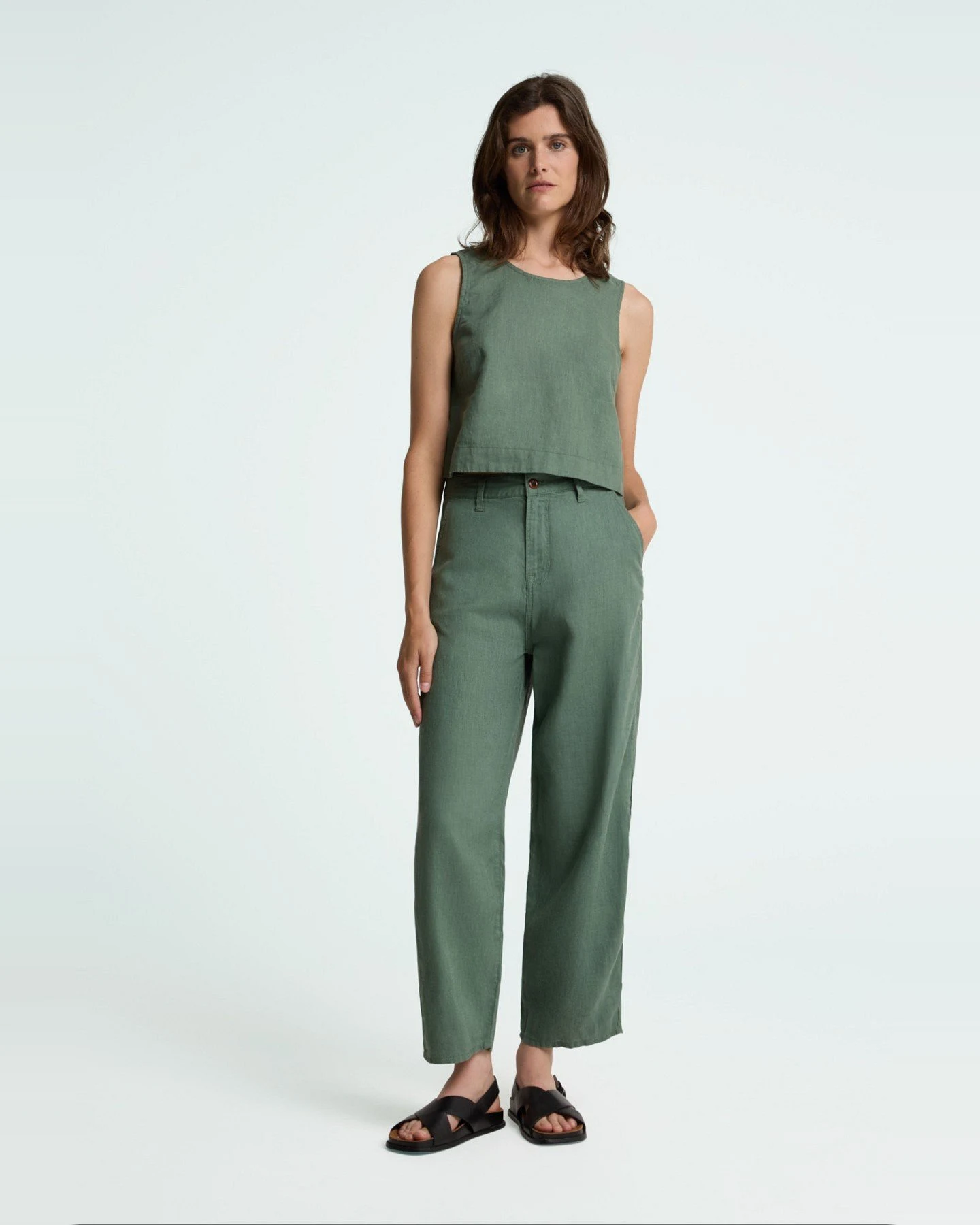 Hose Leila Leinen Dark Forrest Grün – Ansicht 3