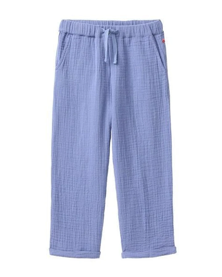 People Wear Organic Musselin Hose, blau uni, Bio-Baumwolle