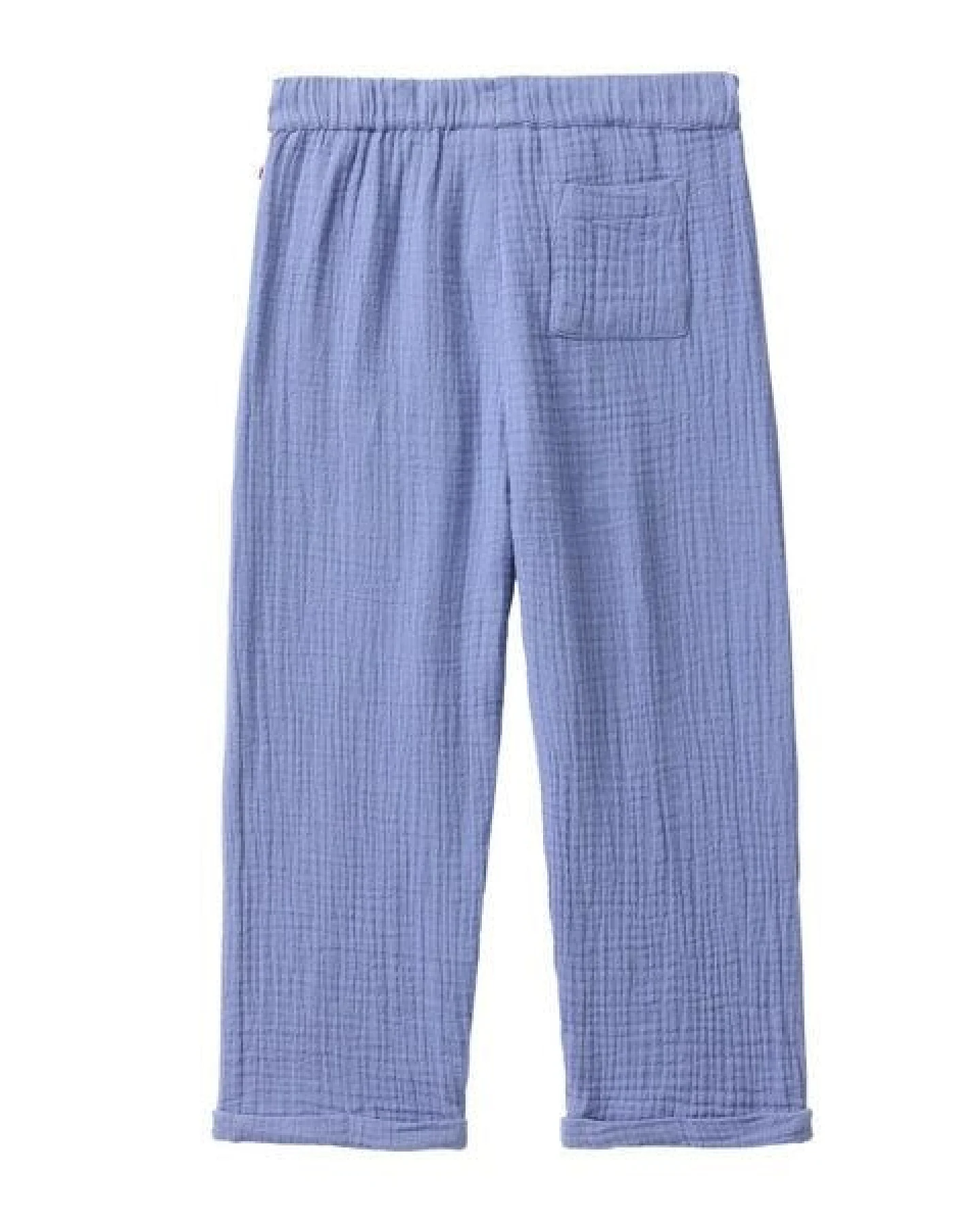 People Wear Organic Musselin Hose, blau uni, Bio-Baumwolle – Ansicht 2