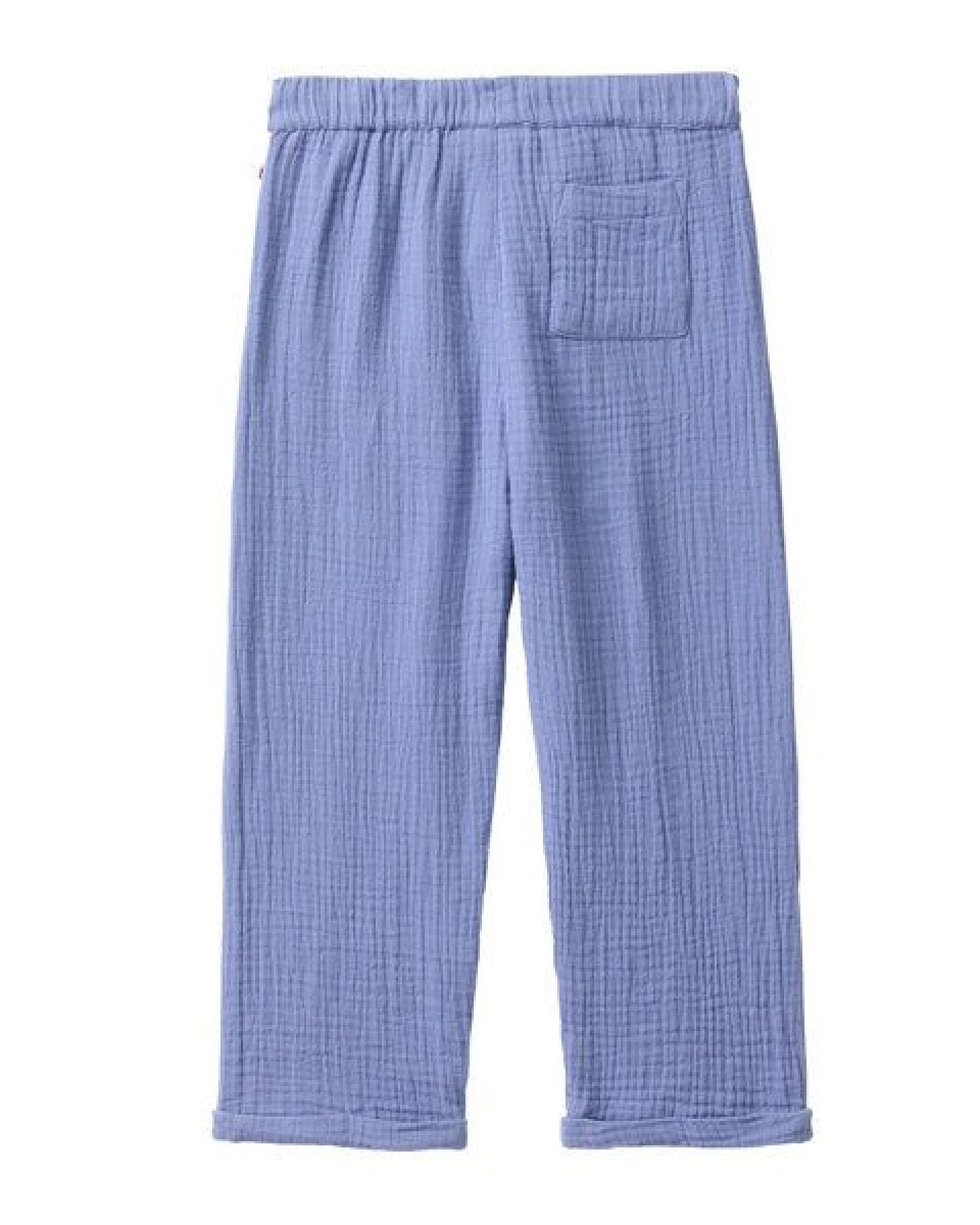 People Wear Organic Musselin Hose, blau uni, Bio-Baumwolle – Ansicht 2