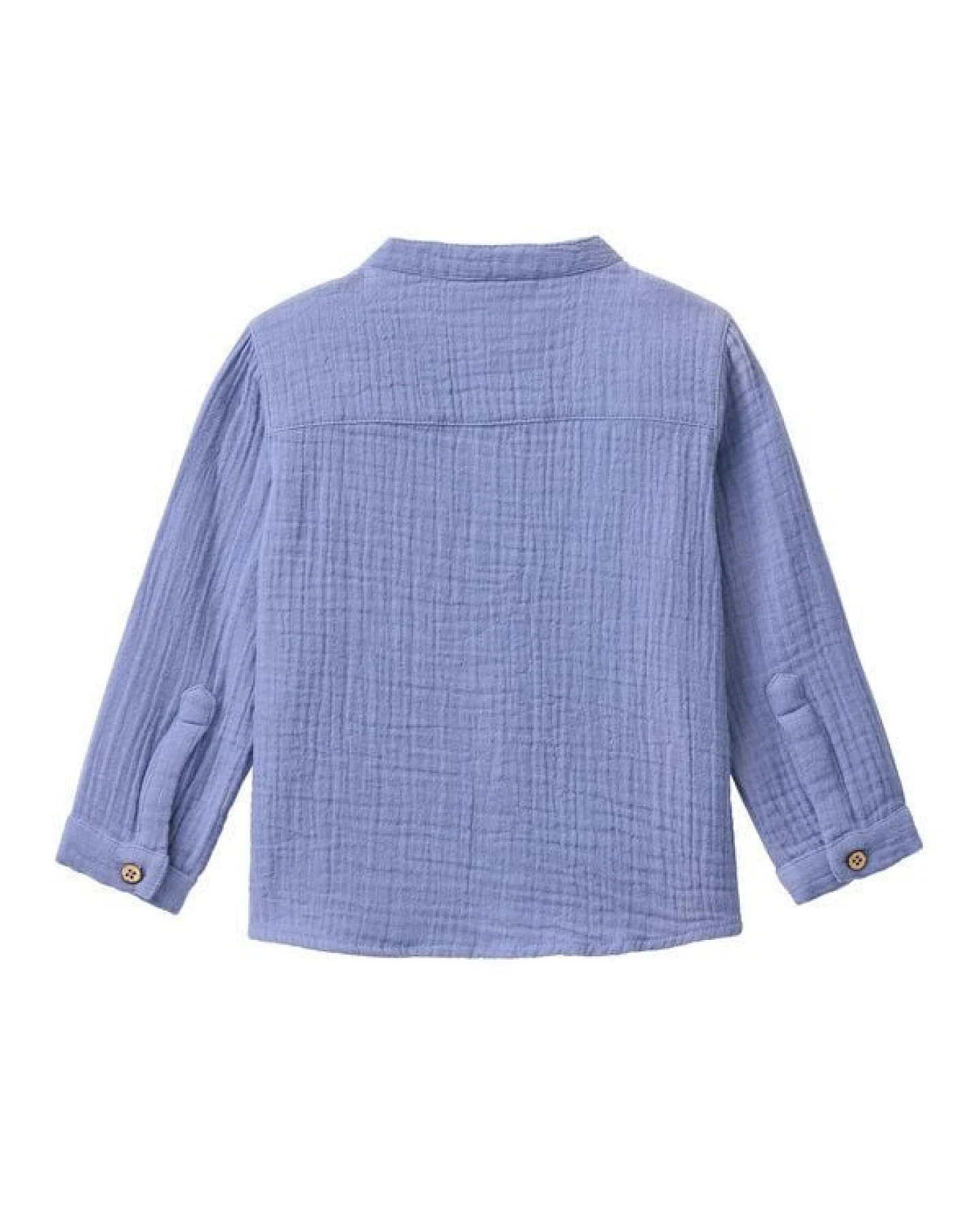 People Wear Organic Musselin Hemd, blau uni, Bio-Baumwolle – Ansicht 2