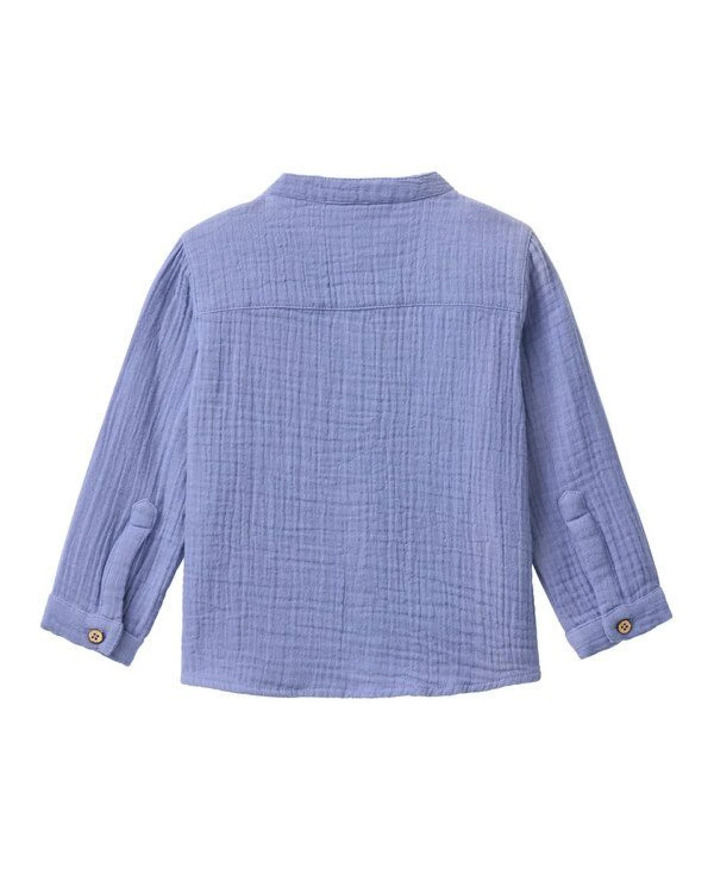 People Wear Organic Musselin Hemd, blau uni, Bio-Baumwolle – Ansicht 2