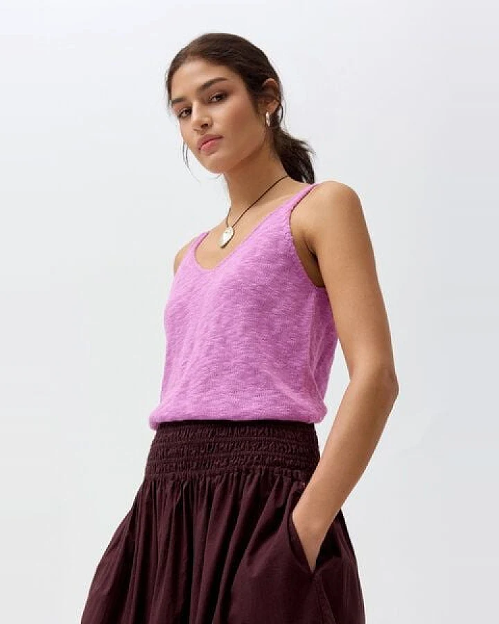 People Wear Organic Glattstrick Top, rosa uni, Bio-Baumwolle