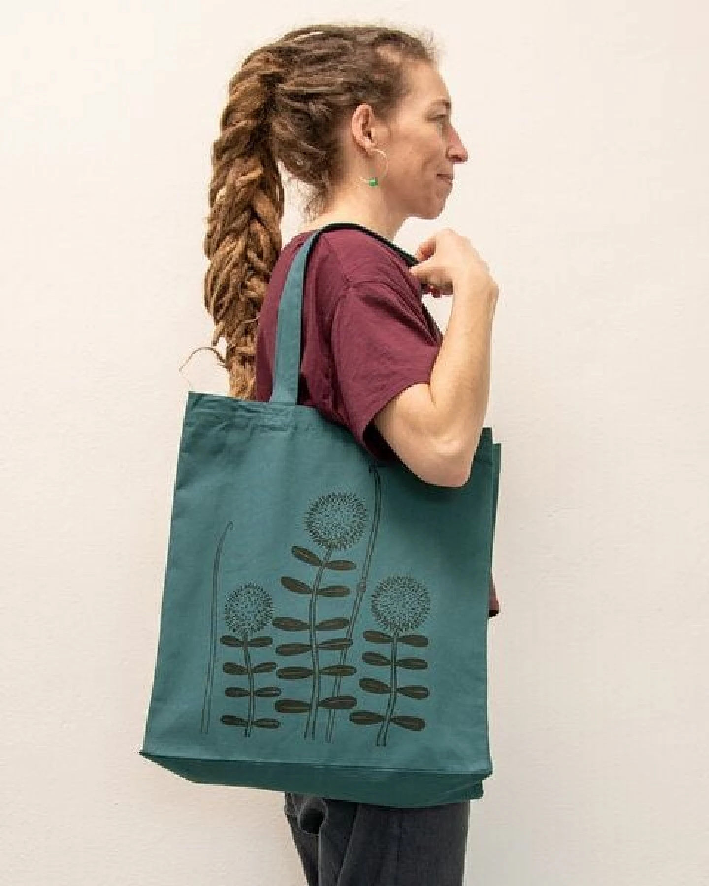 Cmig Waldblumen Tote Bag / Jute-Beutel mit Blume – Ansicht 4