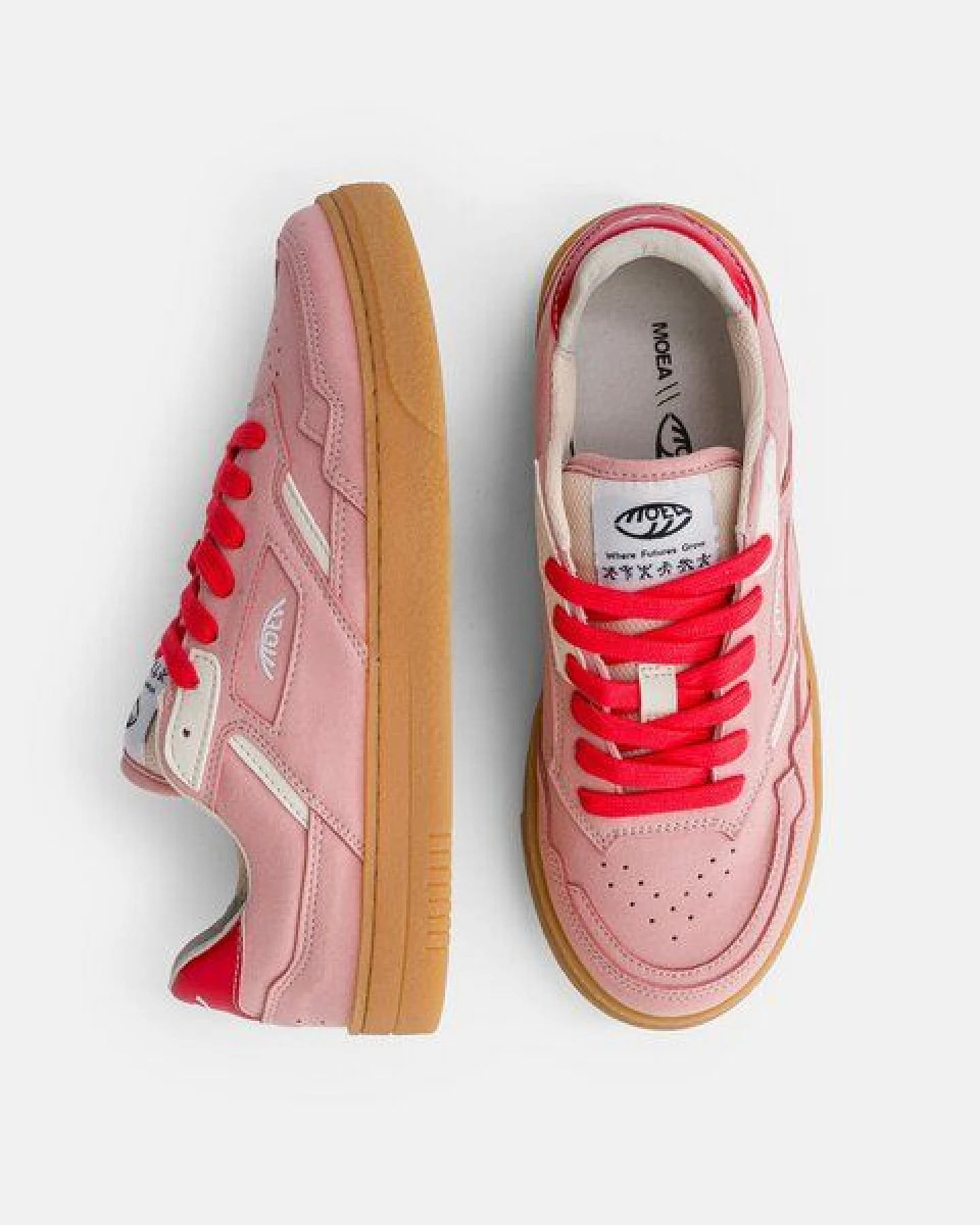 MoEa Sneakers Origin Low - Pink Suede & Beige - Apple – Ansicht 2