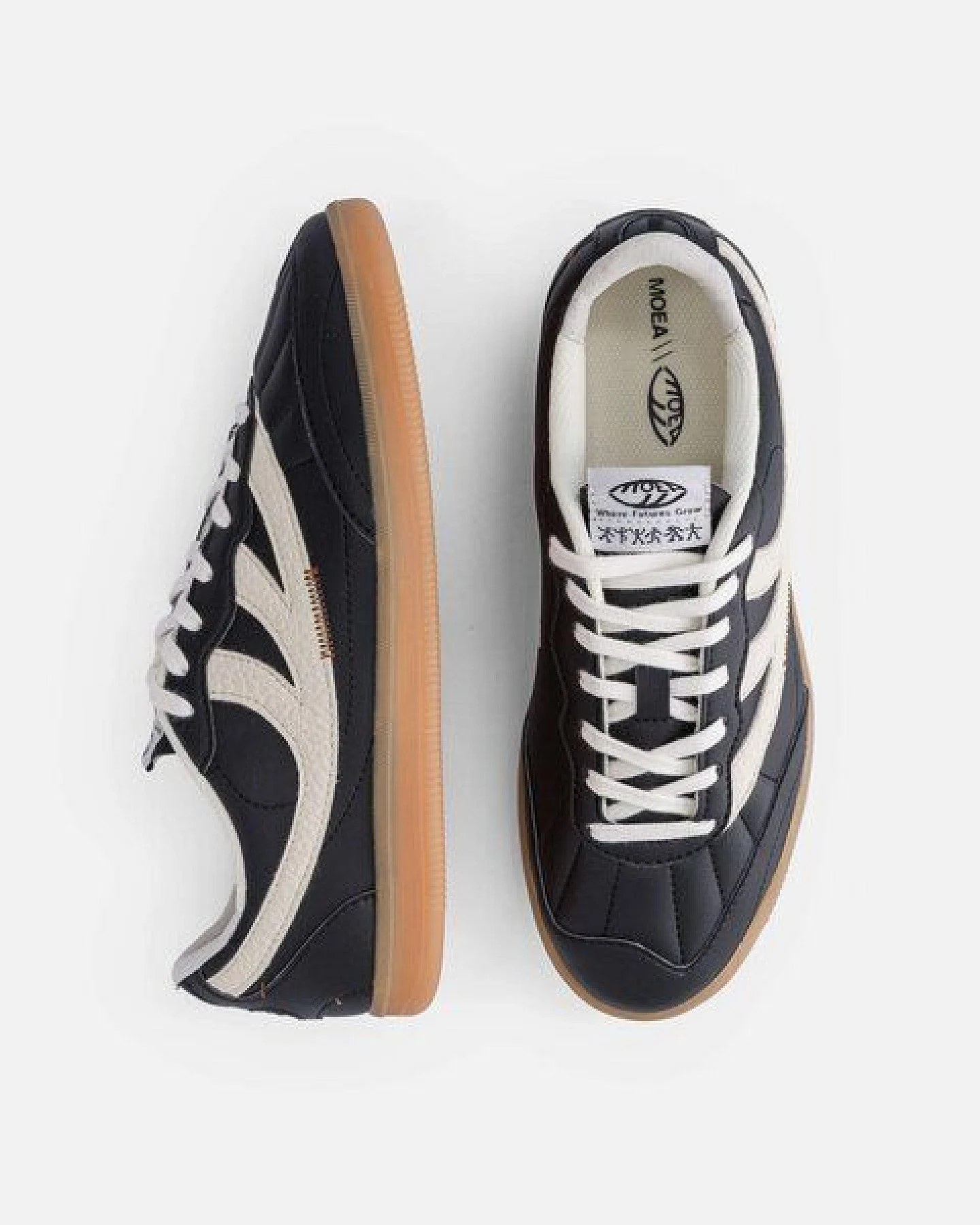 MoEa Sneakers Flow - Black & White - Mushroom – Ansicht 2