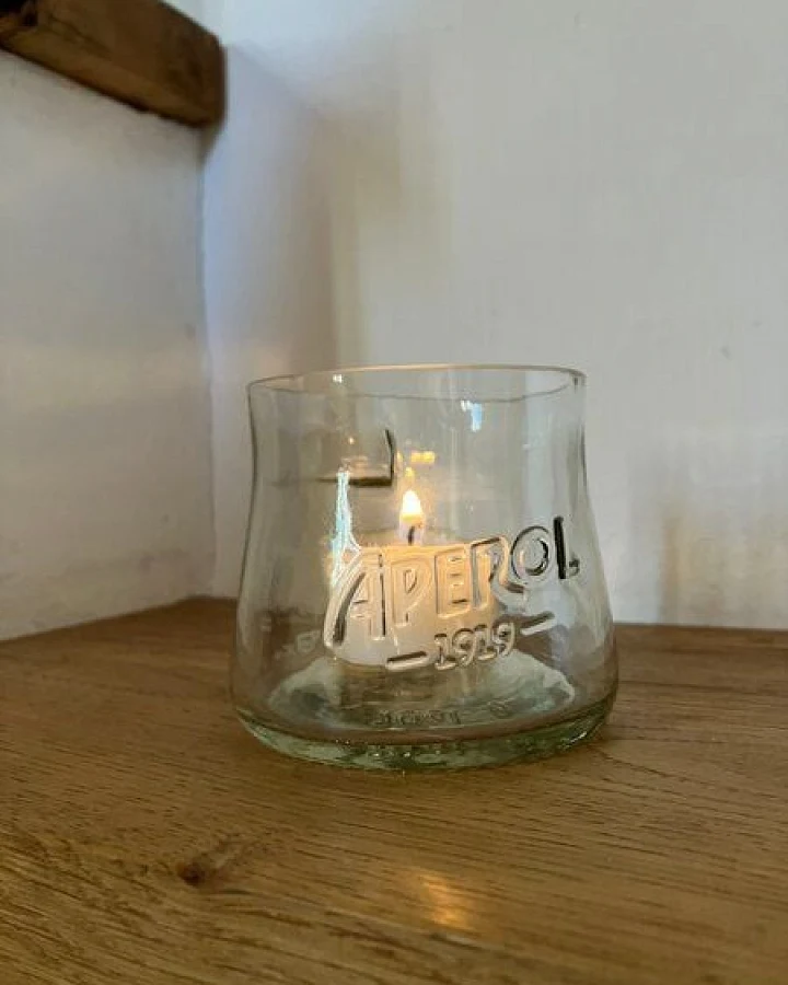 MaBe Teelichthalter - Upcycling aus der leergetrunkenen 0,7l Aperol Flasche - Nachhaltigkeit auf deinem Tisch