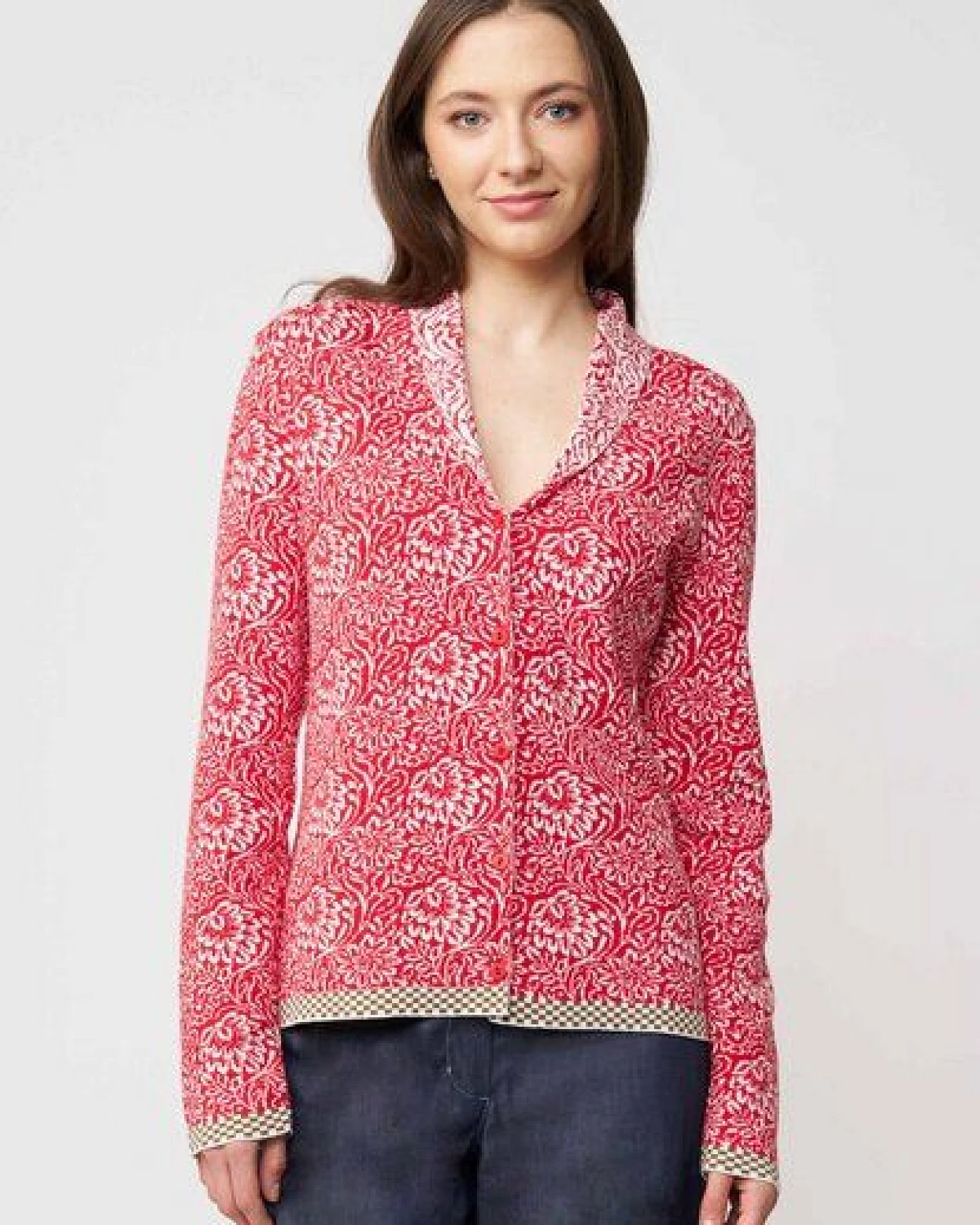 LANA Organic Strickjacke im Jaquardmuster für Damen, Modell Jolie – Ansicht 2