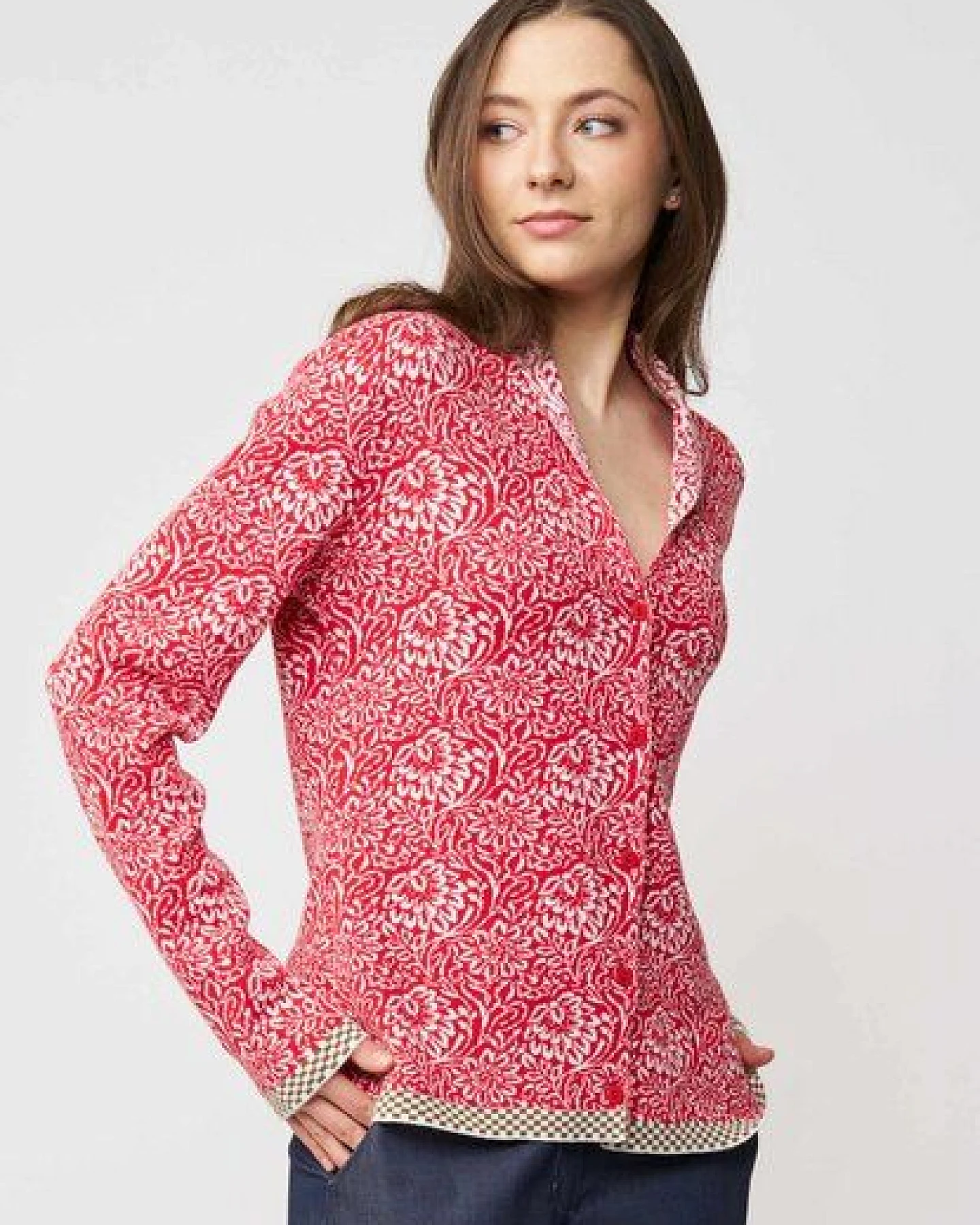 LANA Organic Strickjacke im Jaquardmuster für Damen, Modell Jolie – Ansicht 3