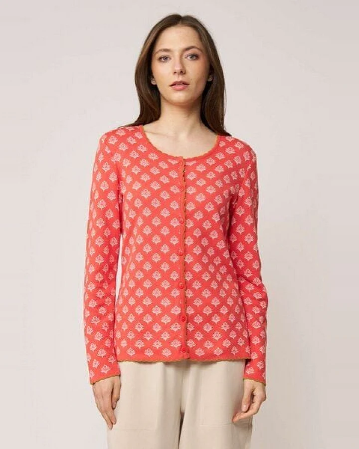 LANA Organic Strickjacke Jaquardmuster für Damen, Modell Lena