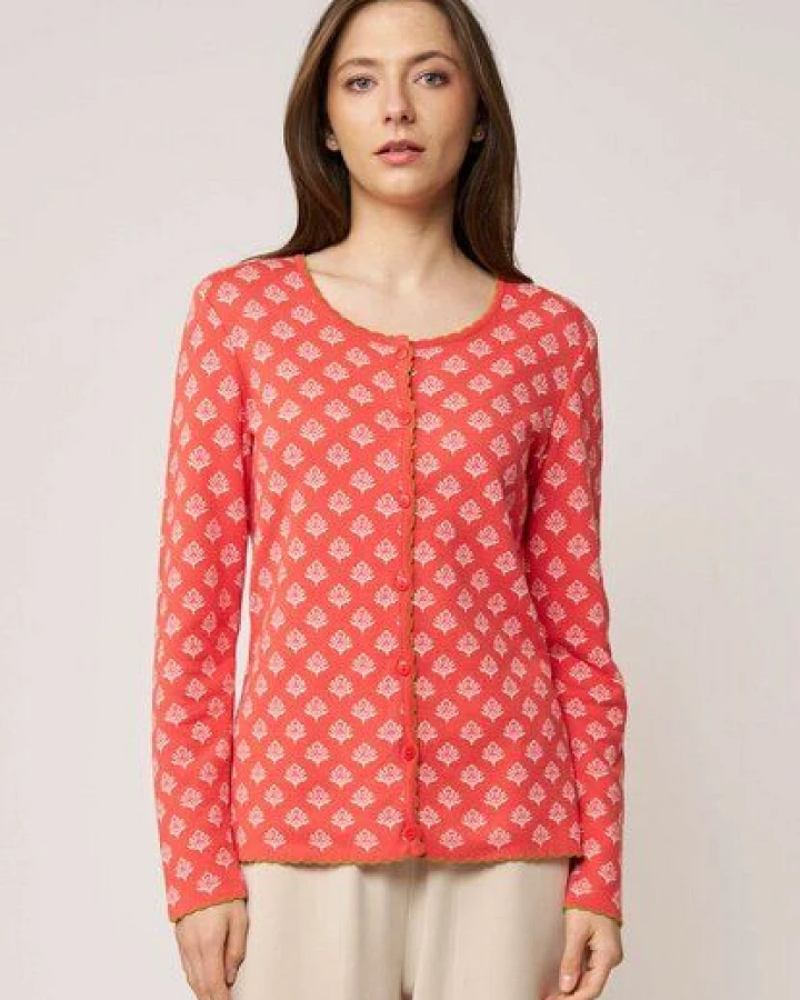 LANA Organic Strickjacke Jaquardmuster für Damen, Modell Lena