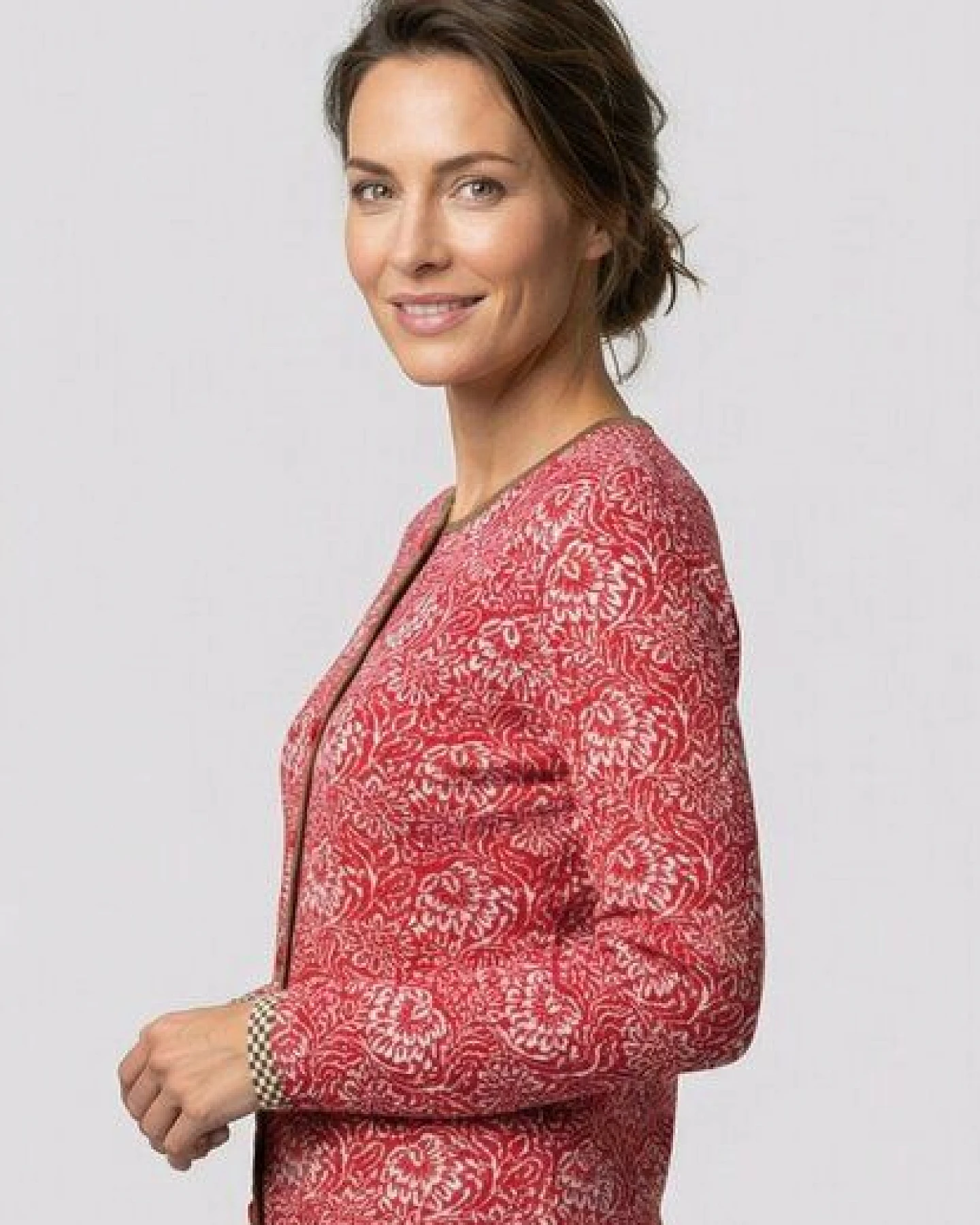 LANA Organic Strickjacke Jaquardmuster für Damen, Modell Lena – Ansicht 2