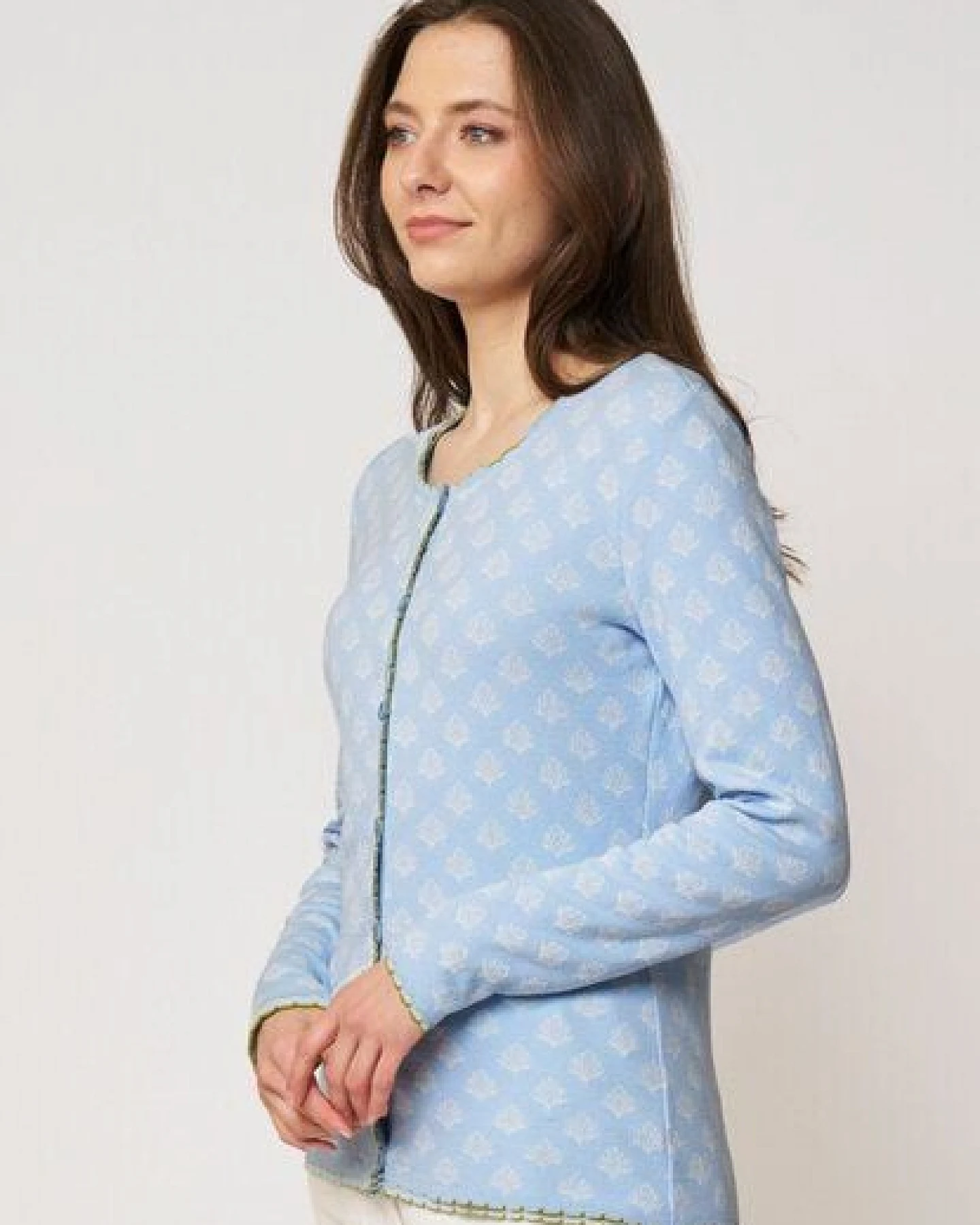 LANA Organic Strickjacke Jaquardmuster für Damen, Modell Lena – Ansicht 4