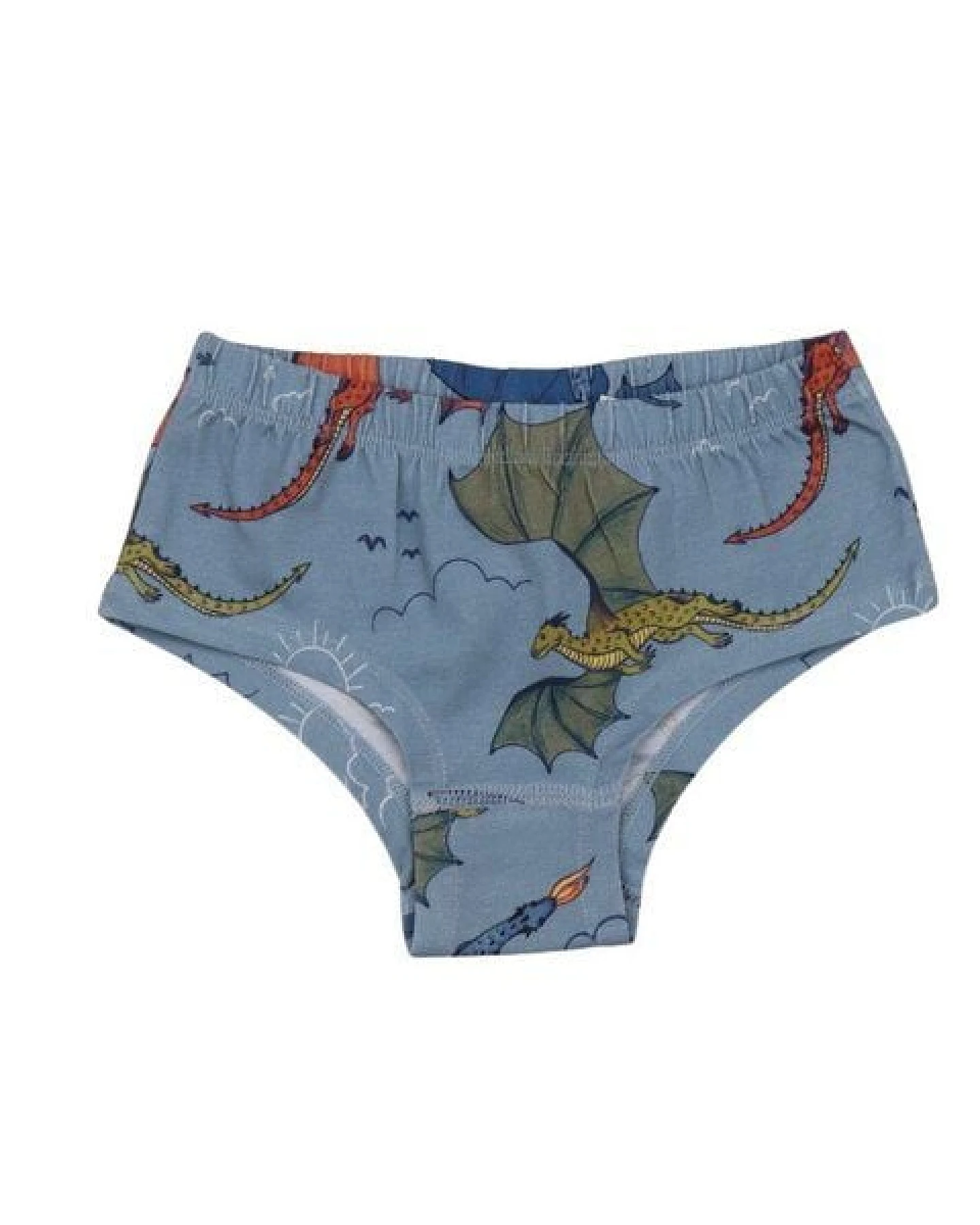 Slip Hellblau Bunter Drache-Allover Bio-Baumwolle GOTS – Walkiddy – Ansicht 3