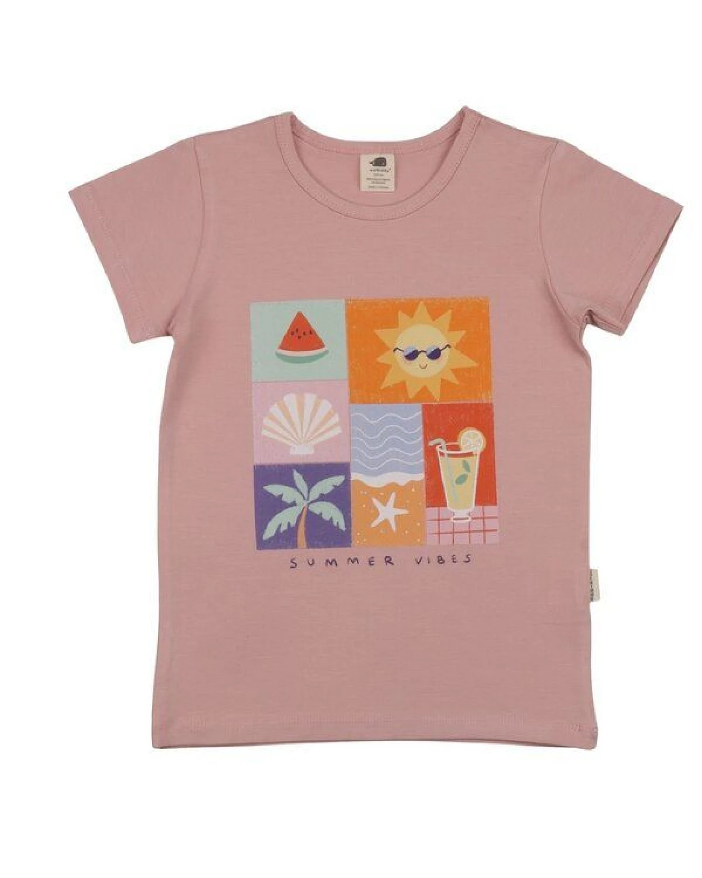 T-Shirt Altrosa Sommer-Frontprint Bio-Baumwolle GOTS – Walkiddy – Ansicht 2