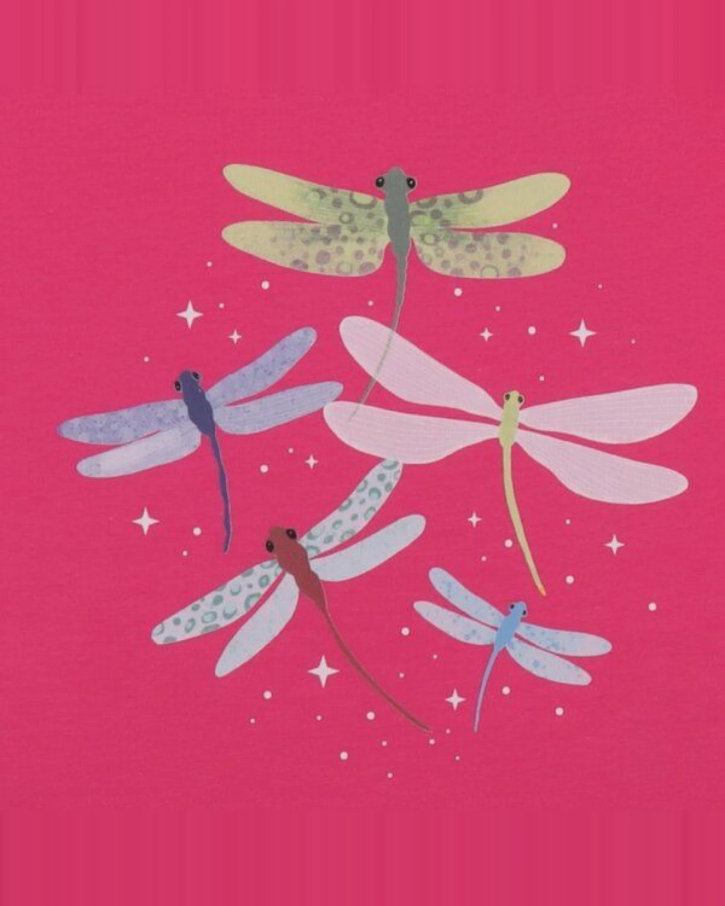 T-Shirt Pink Bunte Libellen-Frontprint Bio-Baumwolle GOTS – Walkiddy – Ansicht 3