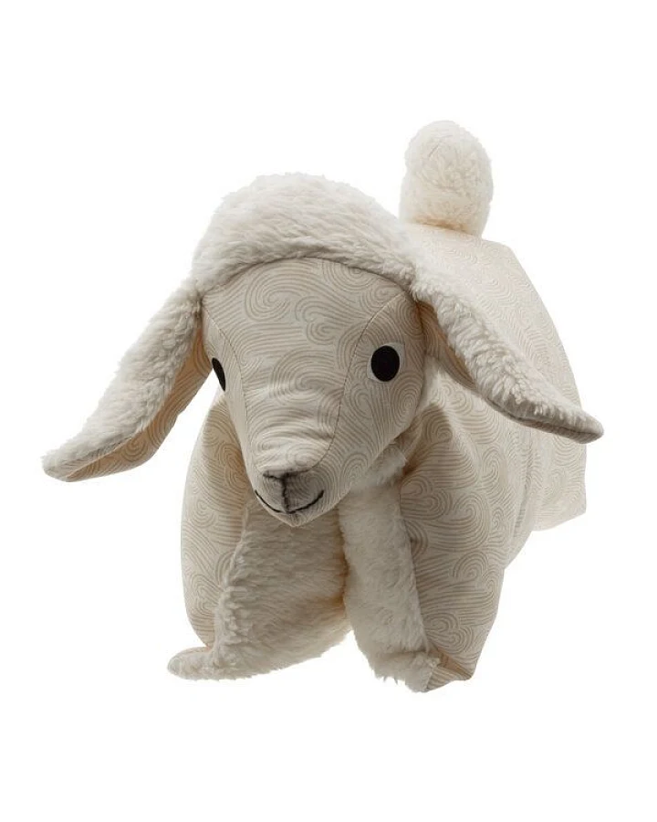 Flosinn Kuscheltierkissen Lamm mit Teddyplüsch aus Baumwolle. Personalisierbar