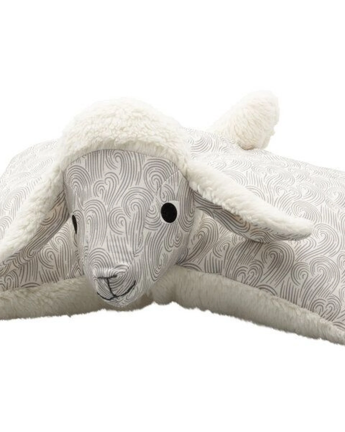 Flosinn Kuscheltierkissen Lamm mit Teddyplüsch aus Baumwolle. Personalisierbar – Ansicht 3