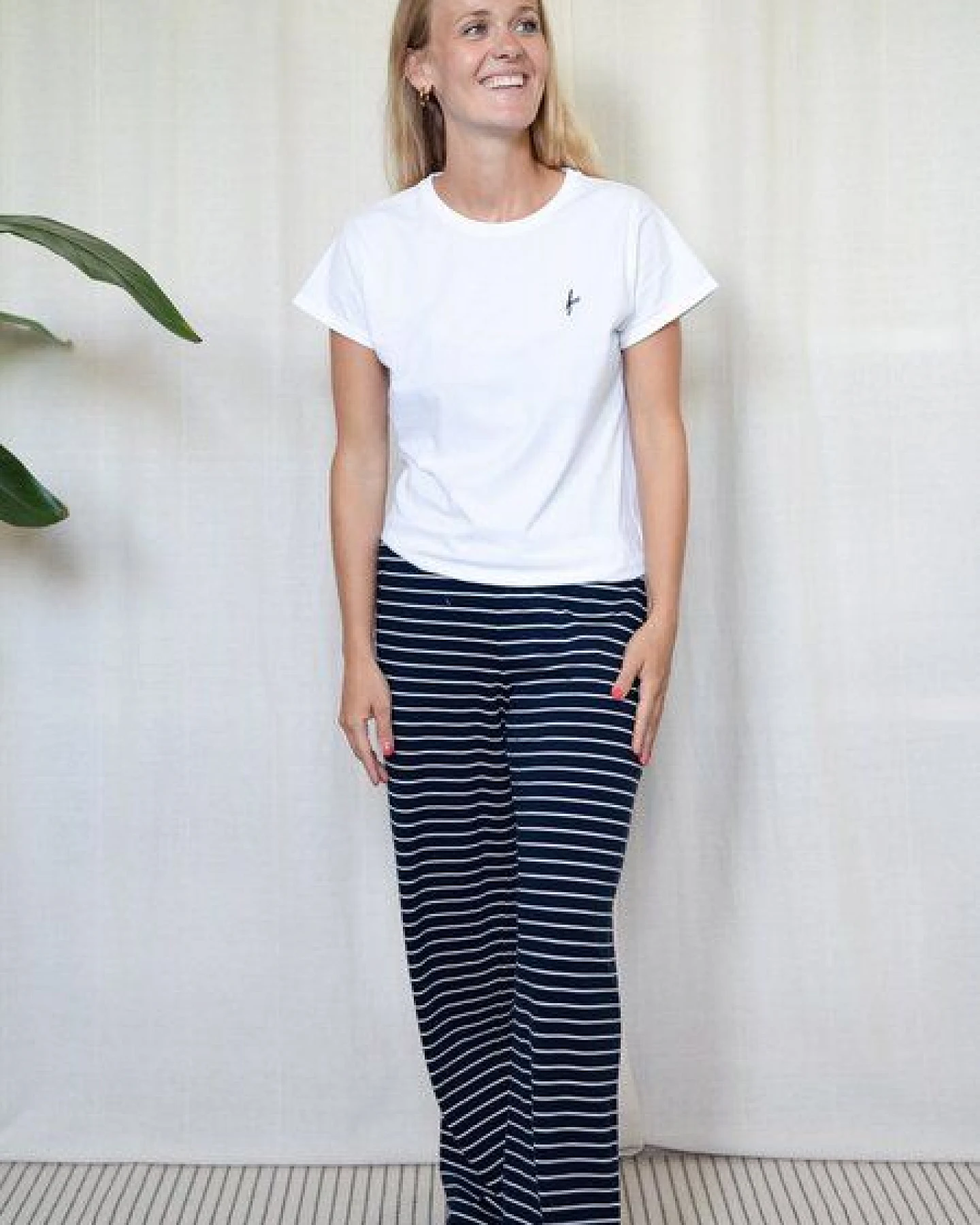 FUXBAU Gestreifte Frauen Hose - navy weiß – Ansicht 3