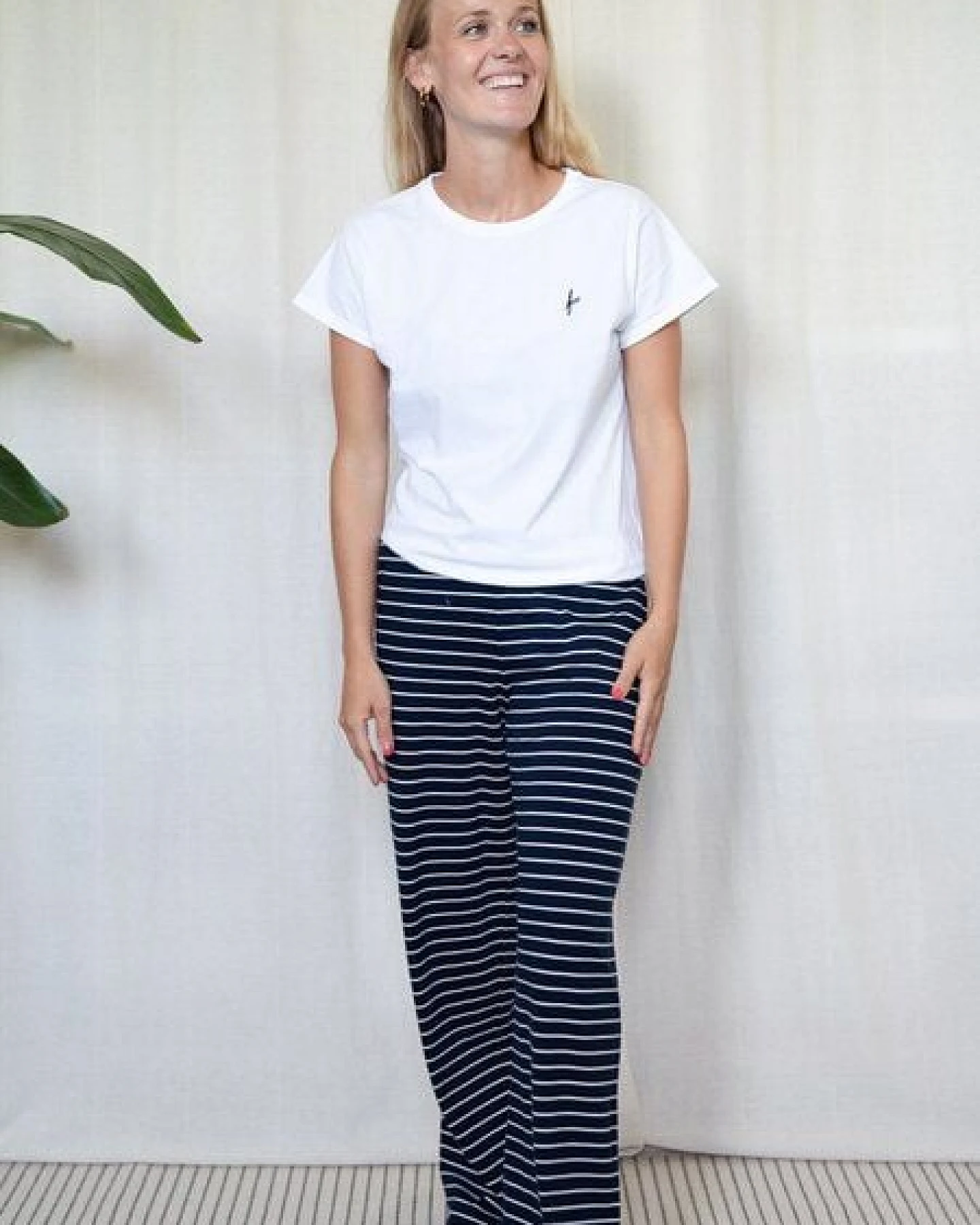 FUXBAU Gestreifte Frauen Hose - navy weiß – Ansicht 3