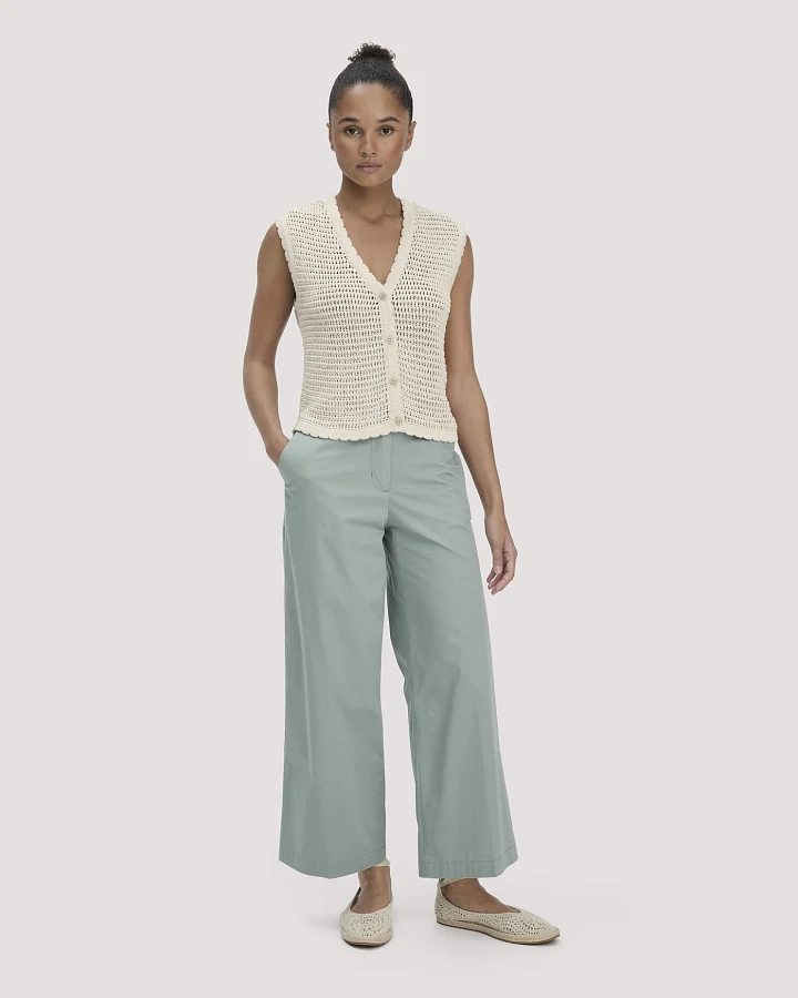 hessnatur Damen Hose Culotte Regular aus Bio-Baumwolle - grün - Größe 36