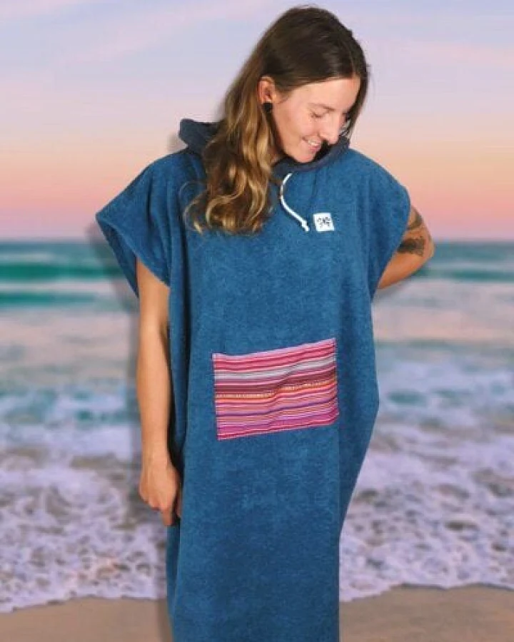 Zeachild Surfponcho Deep Blue Aztek Bio-Frotte