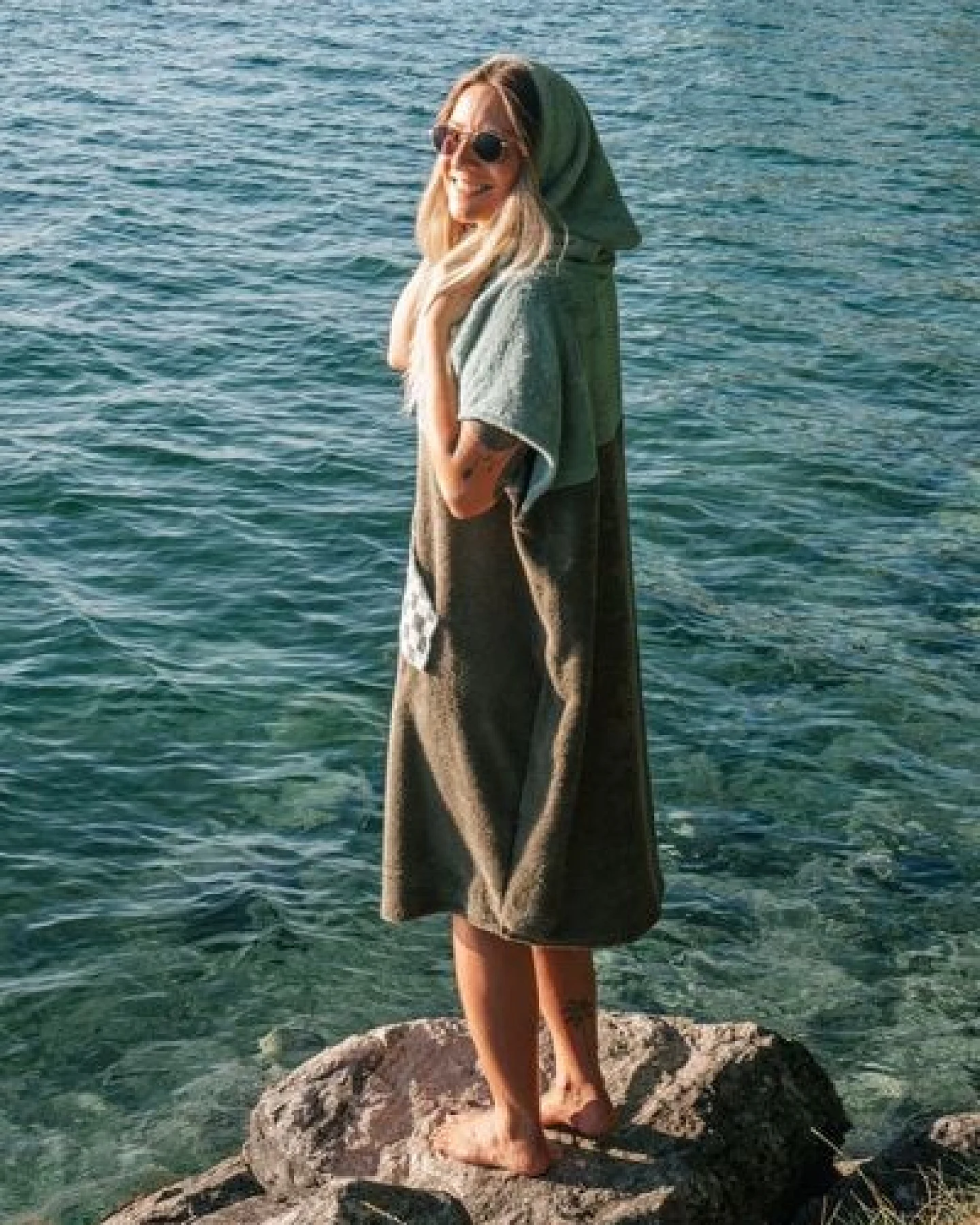 Zeachild Surfponcho Green Drift Bio-Frotte – Ansicht 2