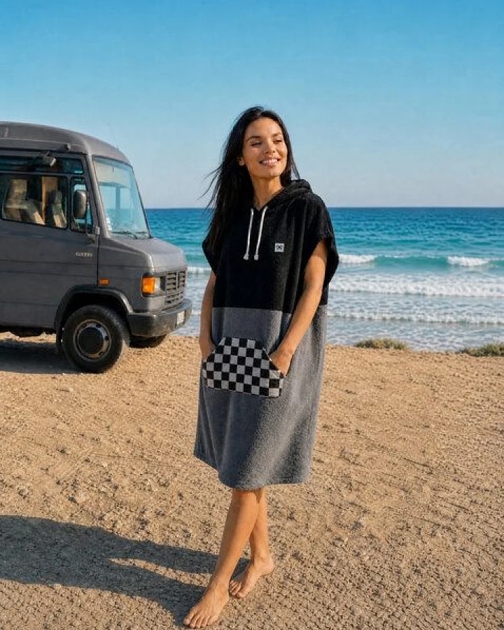 Zeachild Surfponcho ChessLine Cruiser Bio-Frotte
