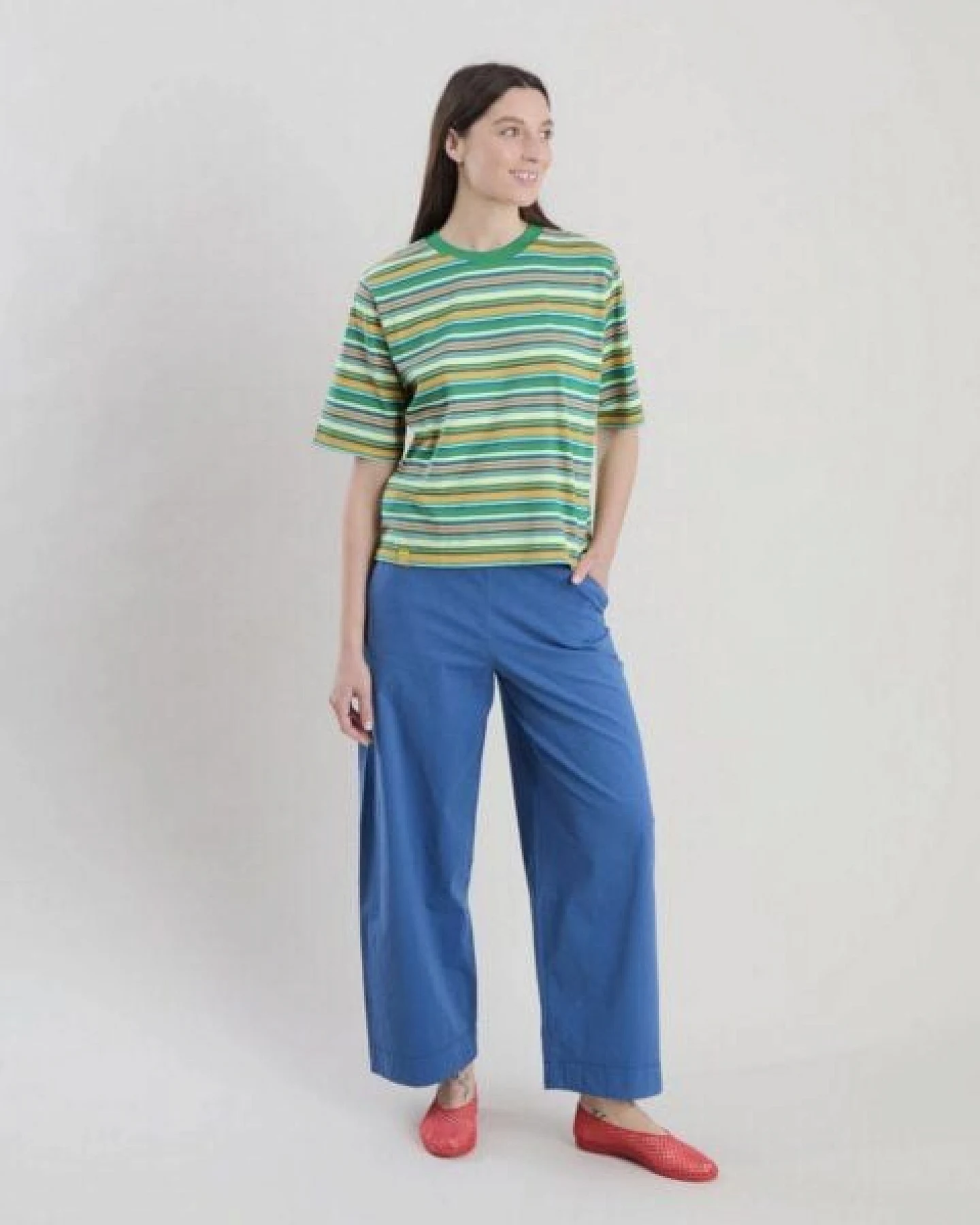 Brava Fabrics Stripes Boxy T-Shirt Grün – Ansicht 3