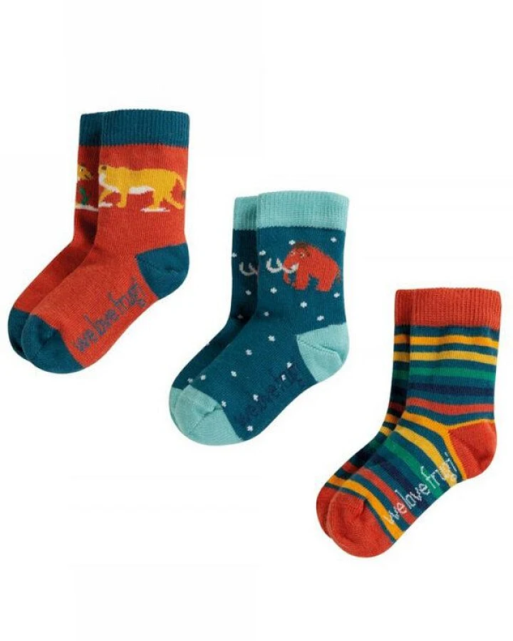 Frugi Socken Urzeit 3 Pack - Little Socks Prehistoric Multipack