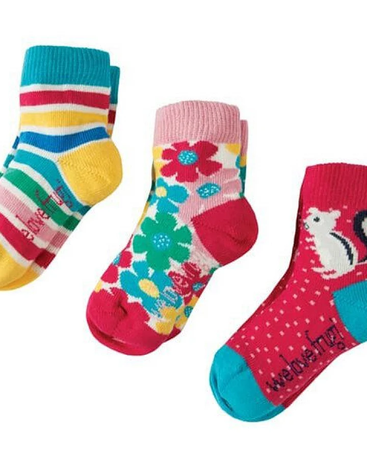 Frugi Socken Streifenhörnchen 3 Pack - Little Socks Chipmunk Multipack