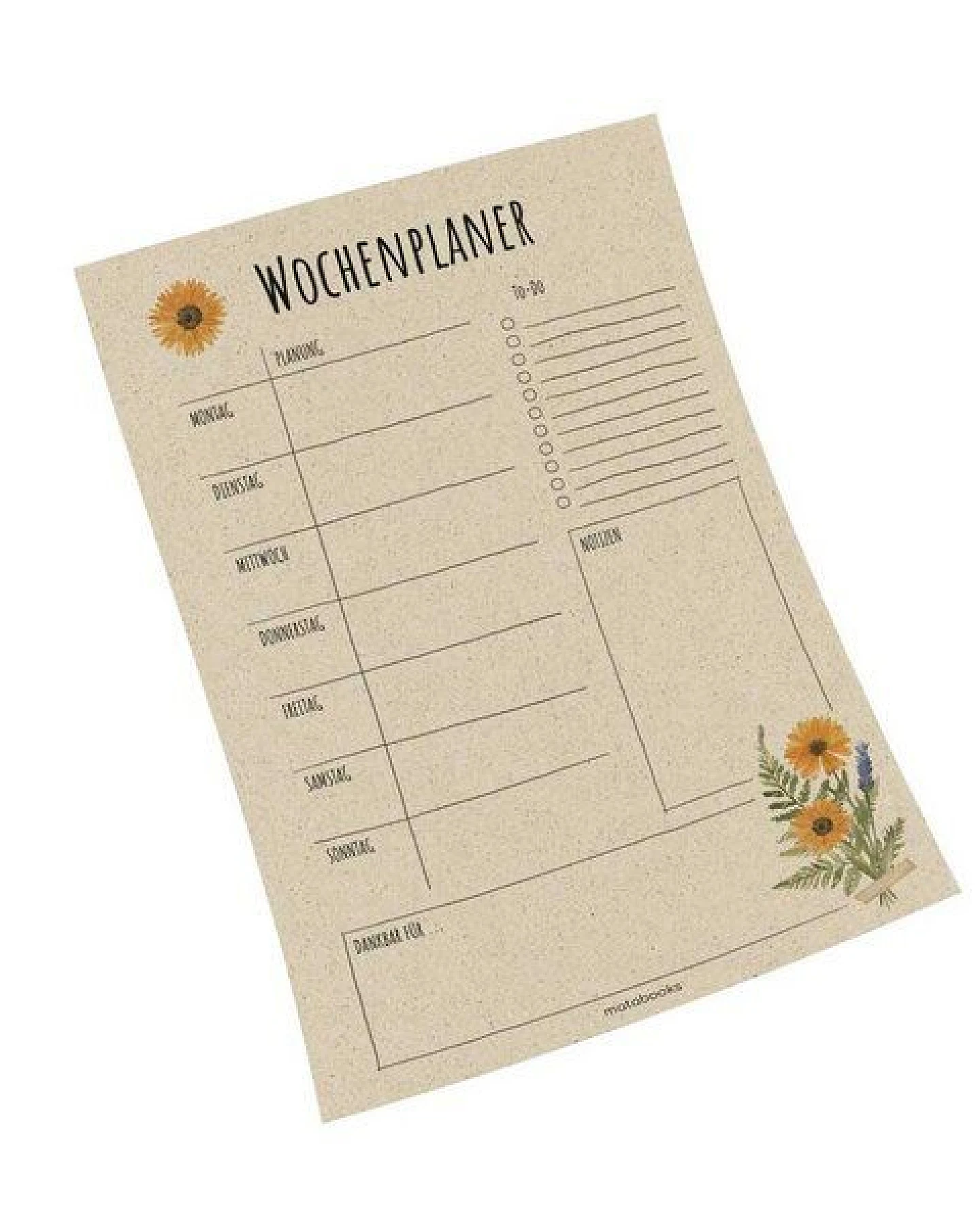matabooks® A4 Wochenplaner/Familienplaner aus Graspapier mit To-do – 54 Blatt – Ansicht 2