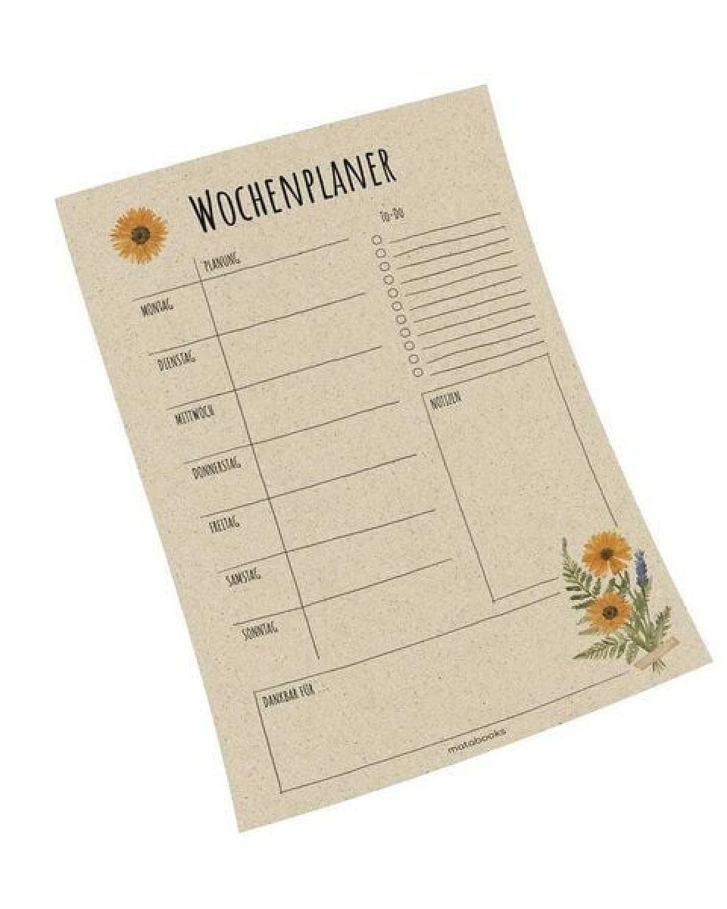 matabooks® A4 Wochenplaner/Familienplaner aus Graspapier mit To-do – 54 Blatt – Ansicht 2