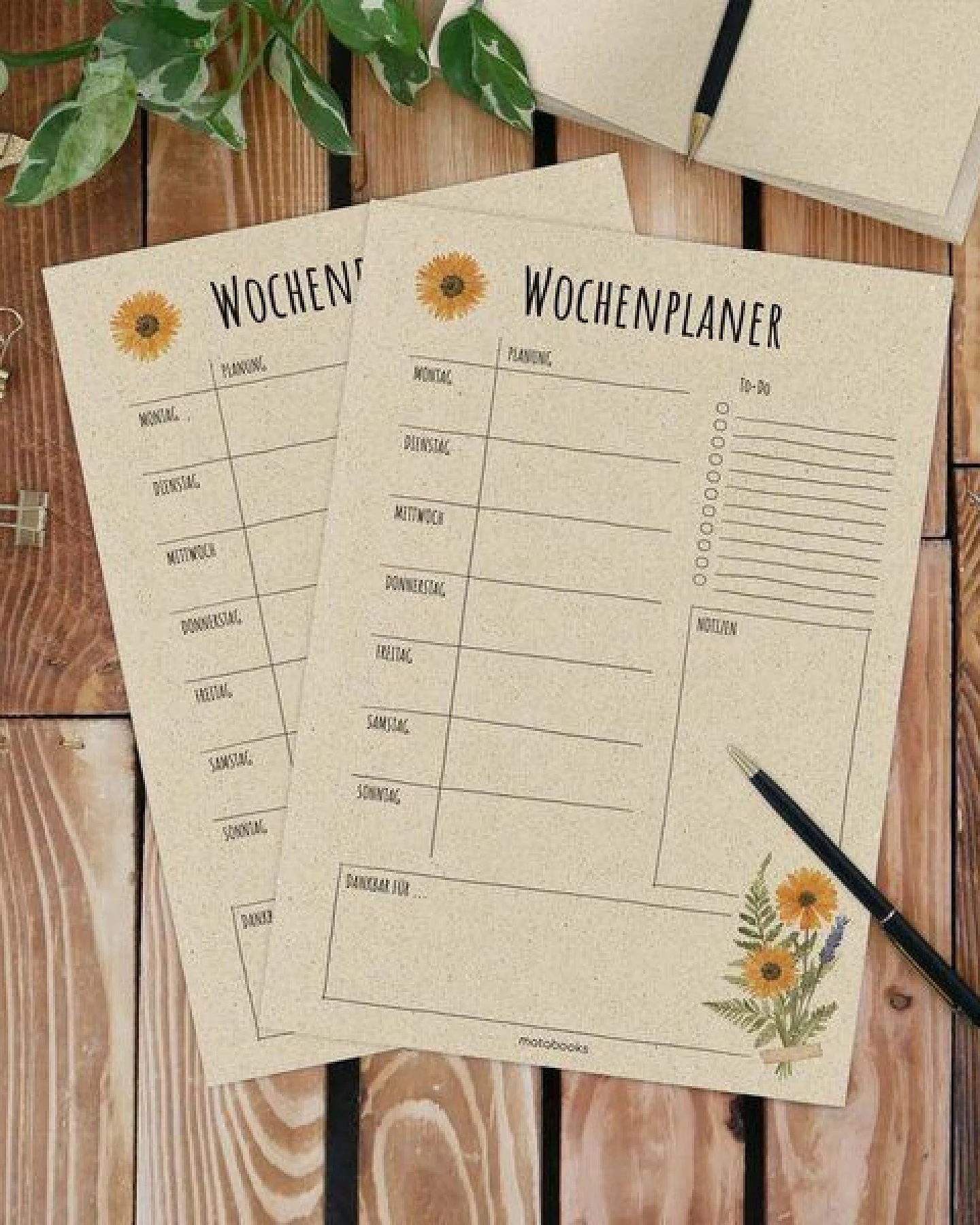 matabooks® Kalender undatiert A4 aus Graspapier – Wochenplaner – Ansicht 3