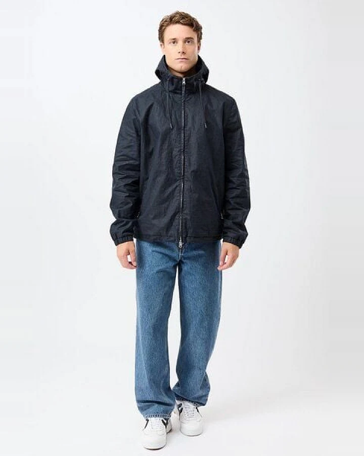 LangerChen Outdoorjacke kurz aus beschichtetem Leinen (Navy)