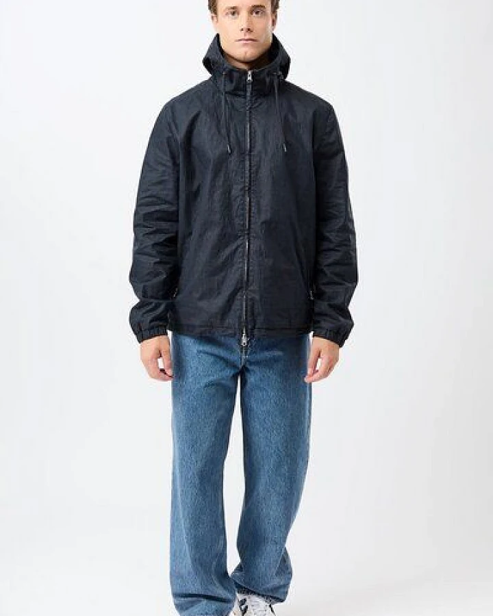 LangerChen Outdoorjacke kurz aus beschichtetem Leinen (Navy)