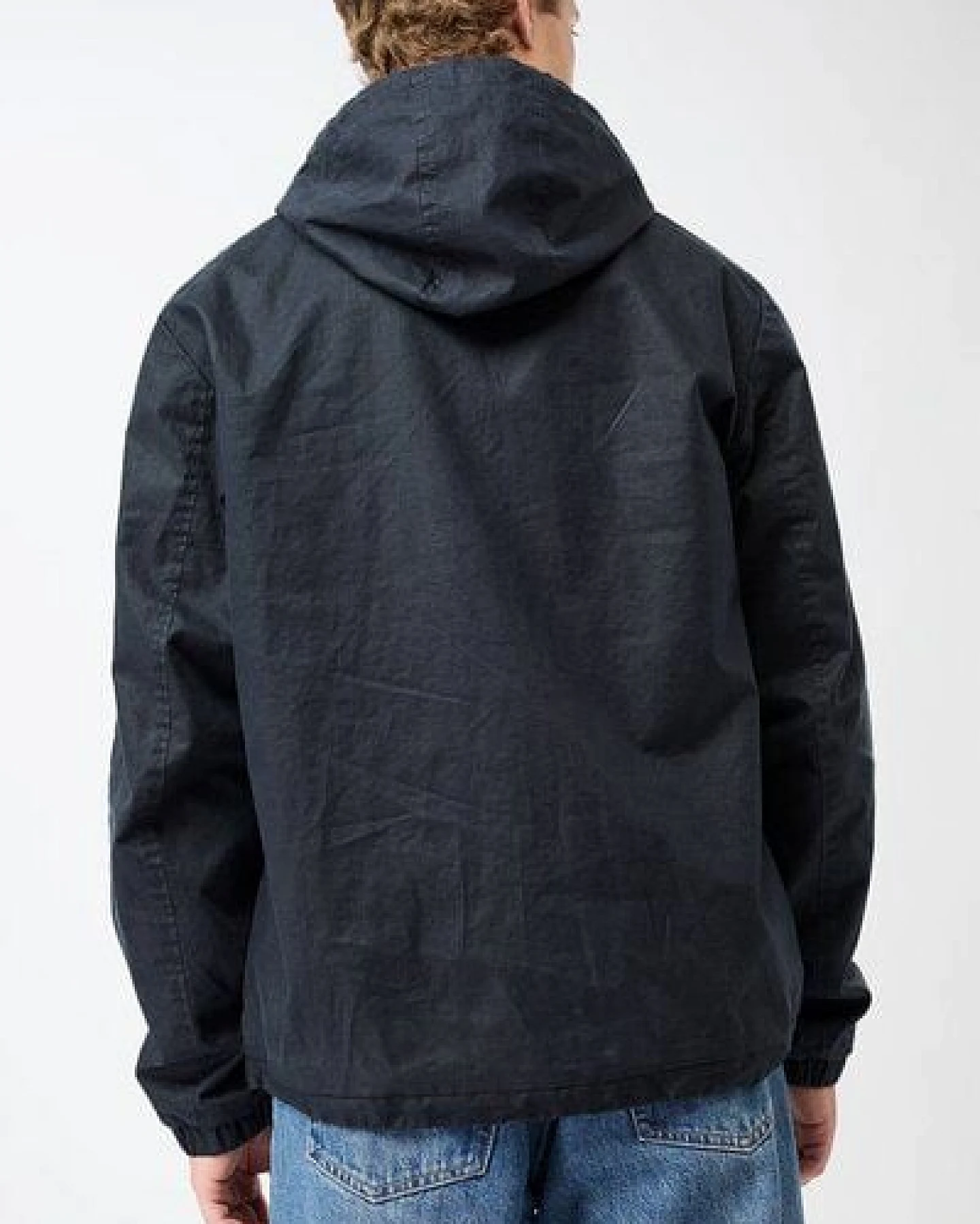 LangerChen Outdoorjacke kurz aus beschichtetem Leinen (Navy) – Ansicht 3