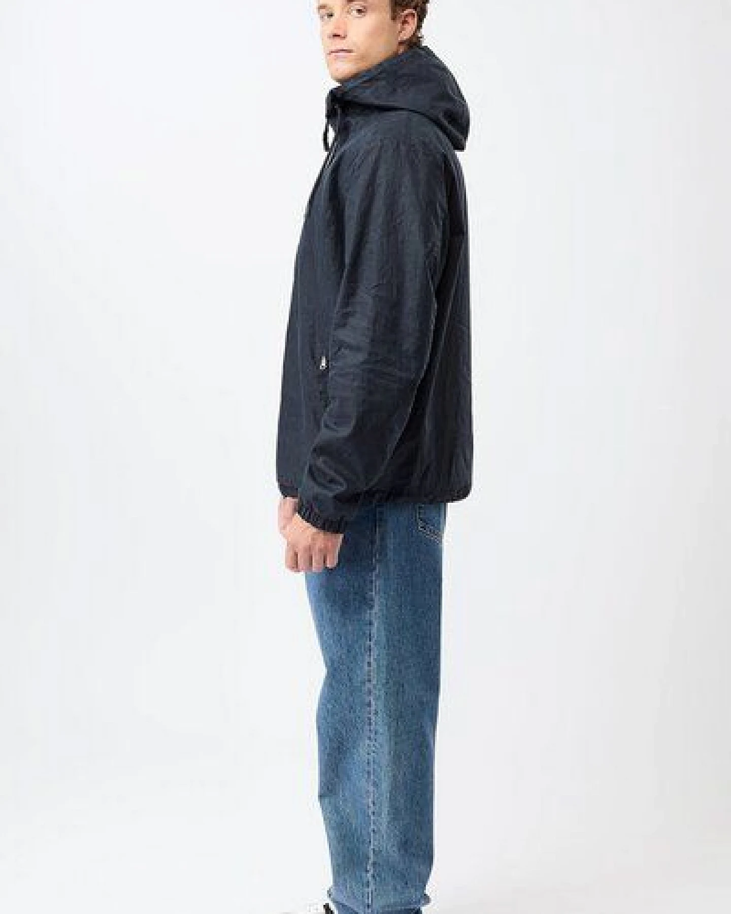 LangerChen Outdoorjacke kurz aus beschichtetem Leinen (Navy) – Ansicht 2