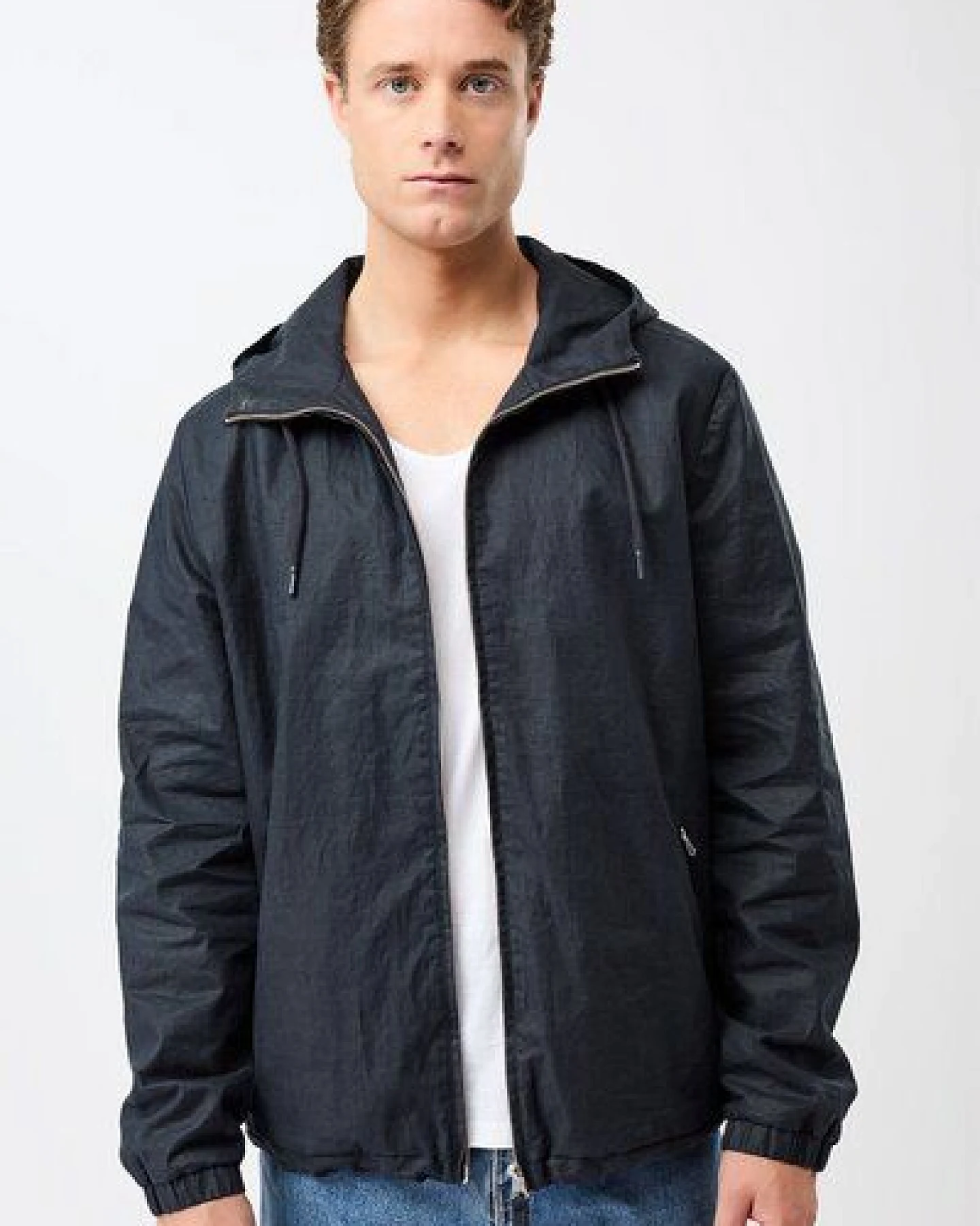 LangerChen Outdoorjacke kurz aus beschichtetem Leinen (Navy) – Ansicht 4