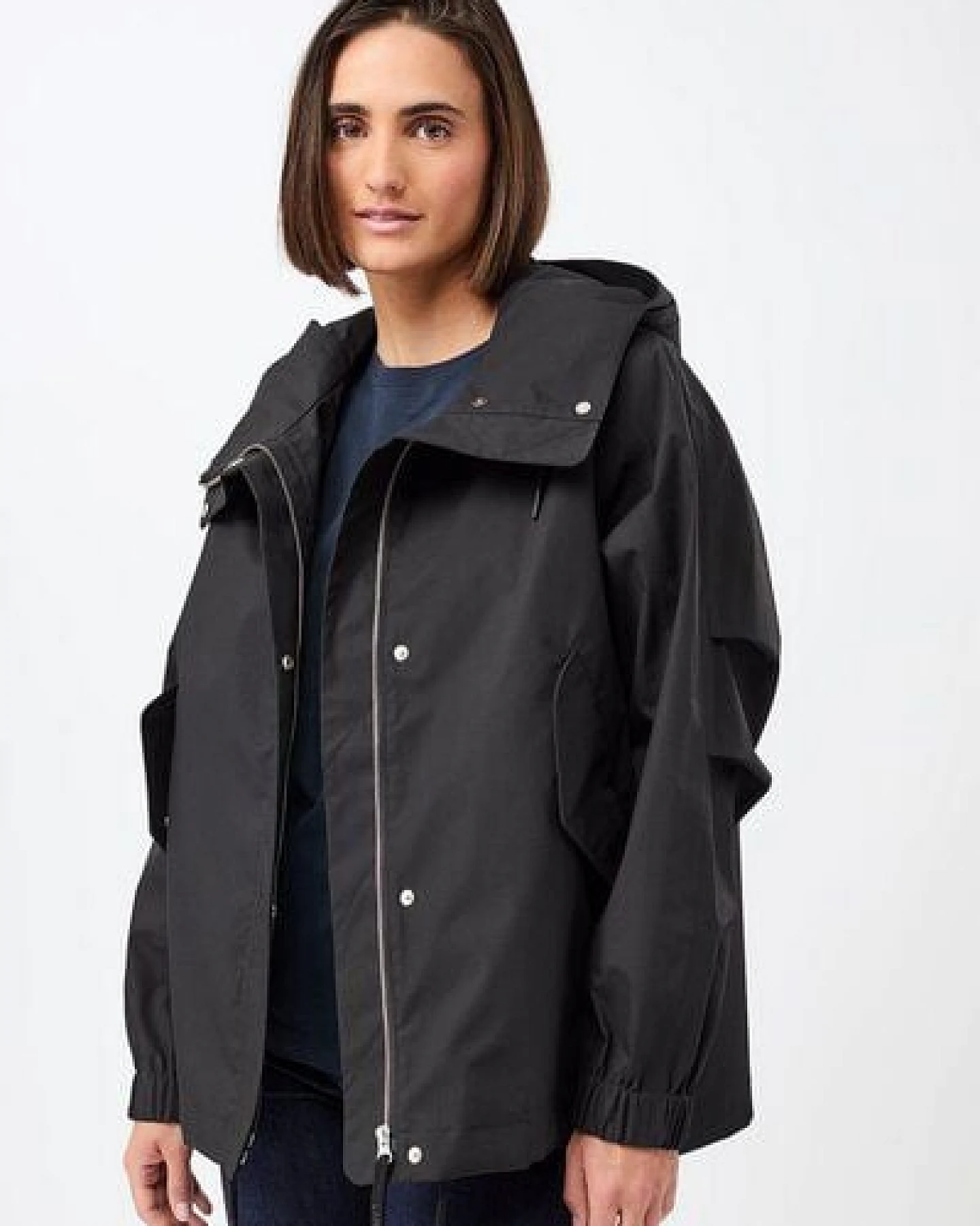 LangerChen Kapuzenjacke mit Falten am Arm – Ansicht 4