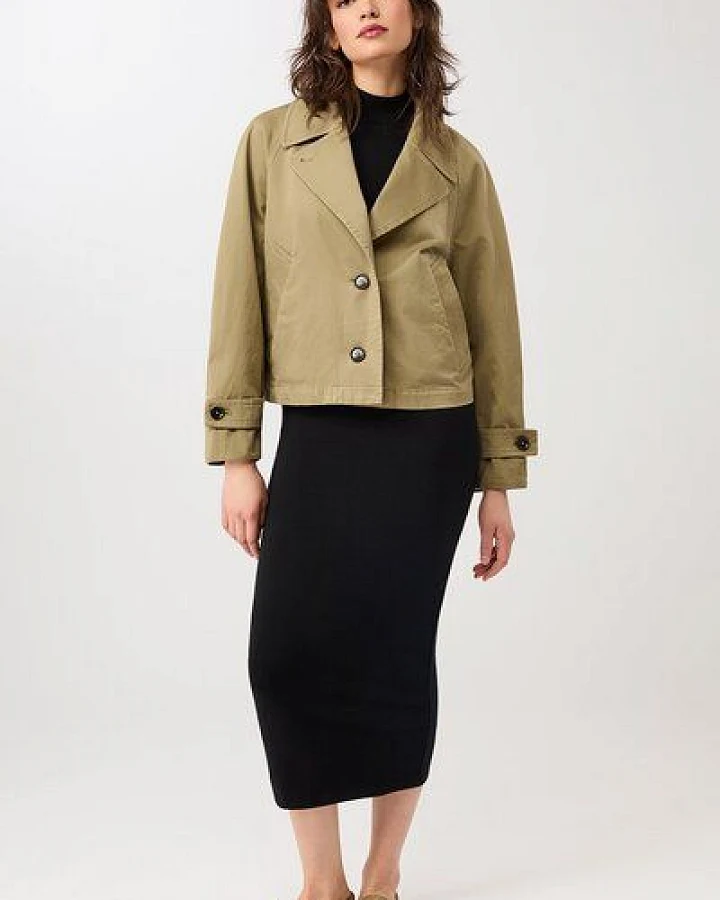 LangerChen Kurze Trenchjacke aus Bio-Baumwolle