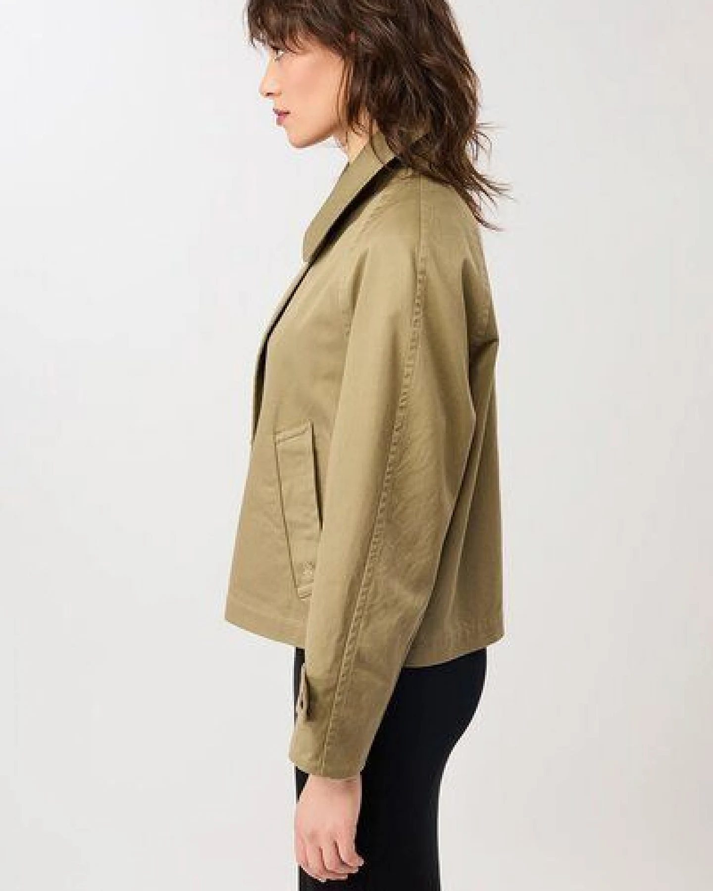 LangerChen Kurze Trenchjacke aus Bio-Baumwolle – Ansicht 3