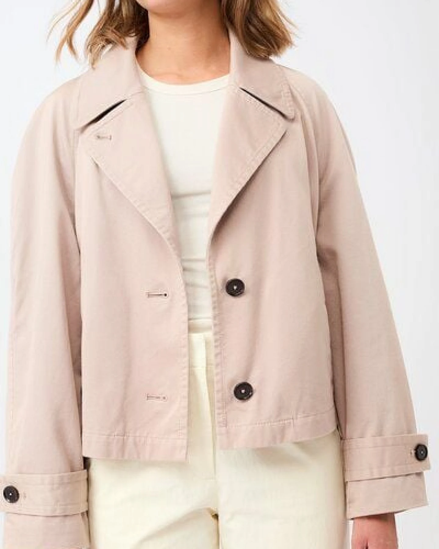 LangerChen Kurze Trenchjacke aus Bio-Baumwolle – Ansicht 4