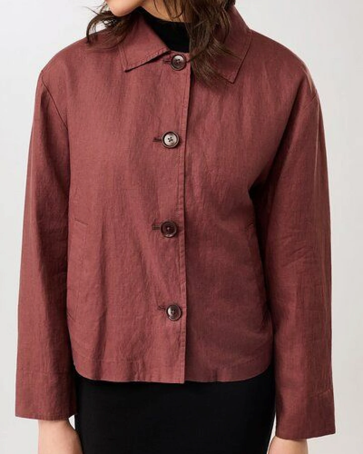 LangerChen Schlichte Jacke aus Leinen – Ansicht 2