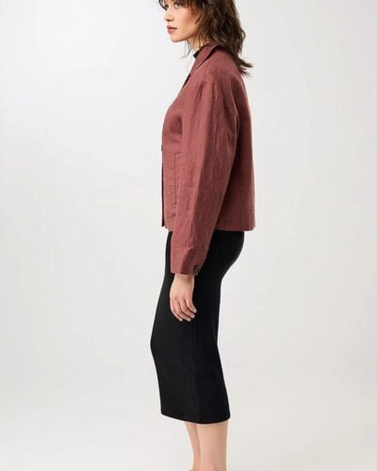 LangerChen Schlichte Jacke aus Leinen – Ansicht 4