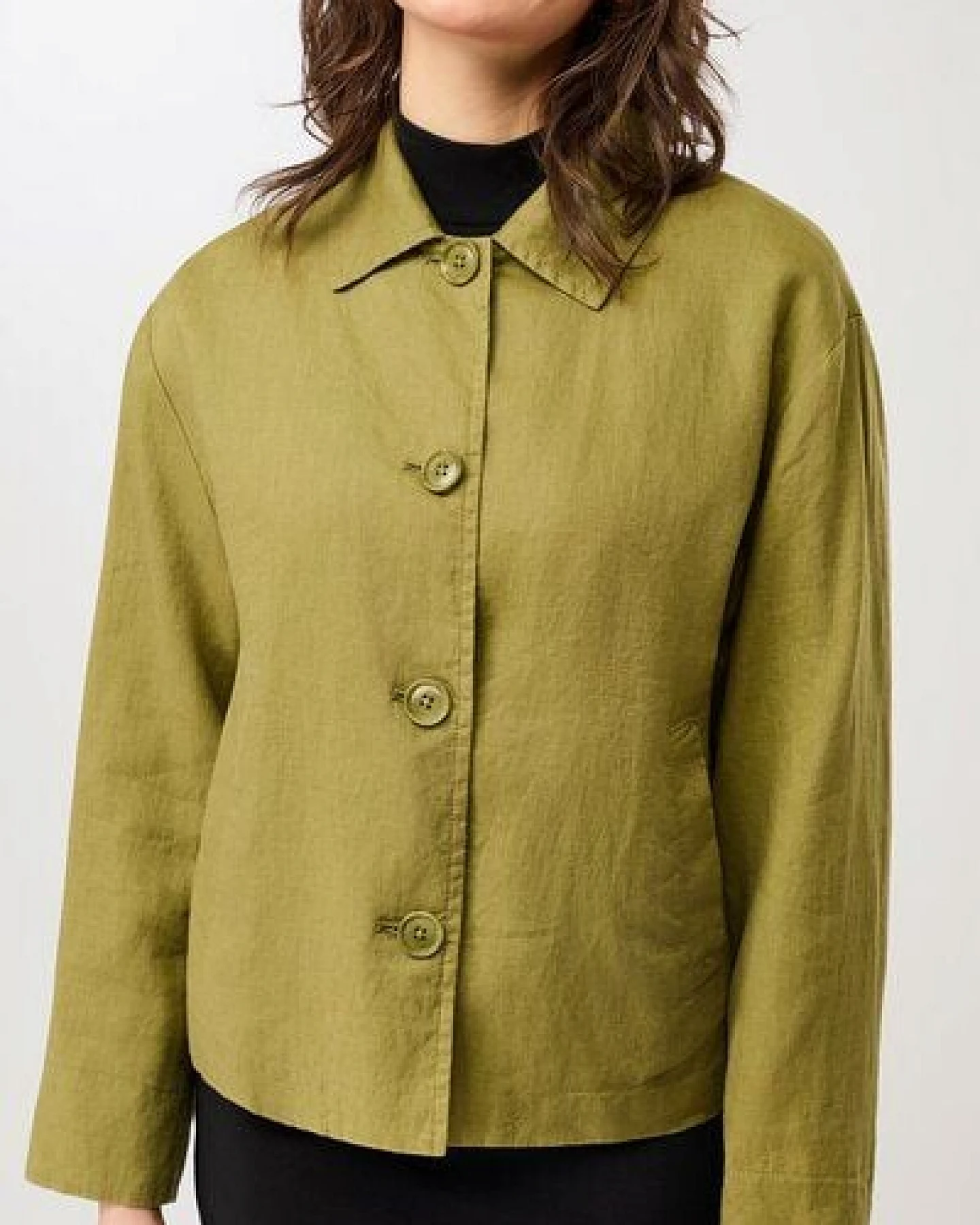 LangerChen Schlichte Jacke aus Leinen – Ansicht 2