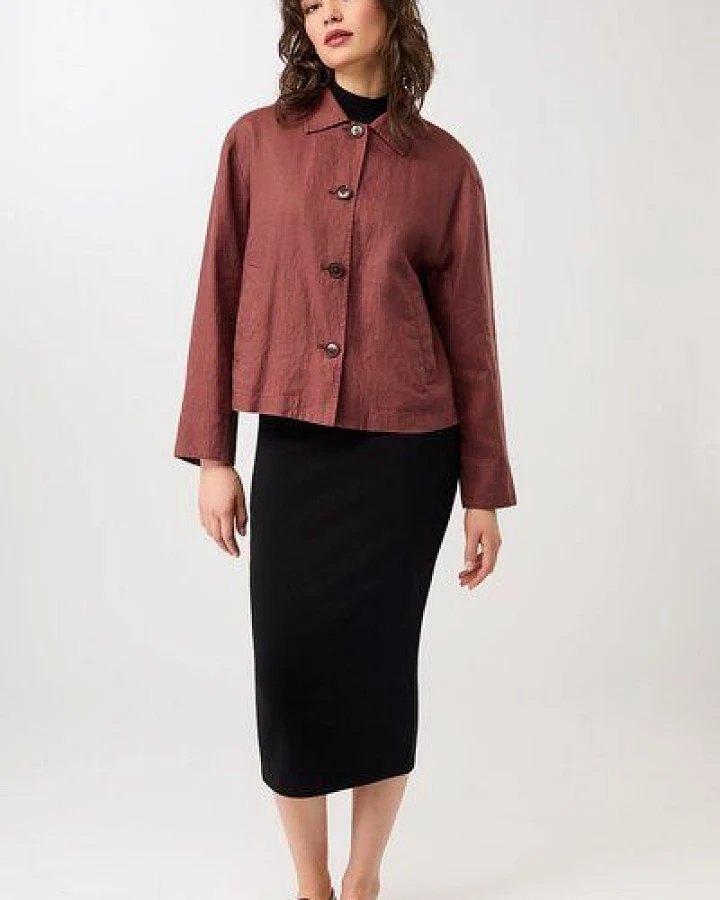 LangerChen Schlichte Jacke aus Leinen