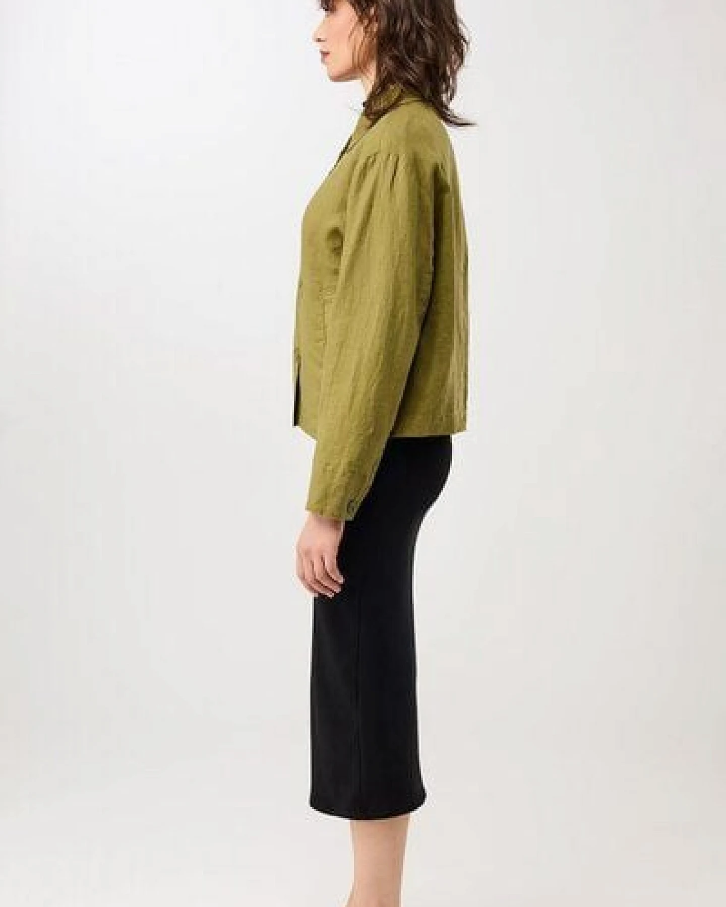 LangerChen Schlichte Jacke aus Leinen – Ansicht 3